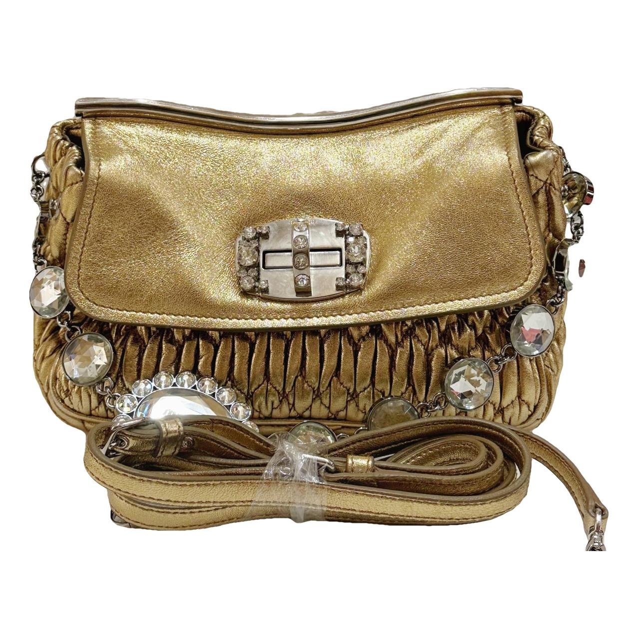 Miu Crystal leather handbag
