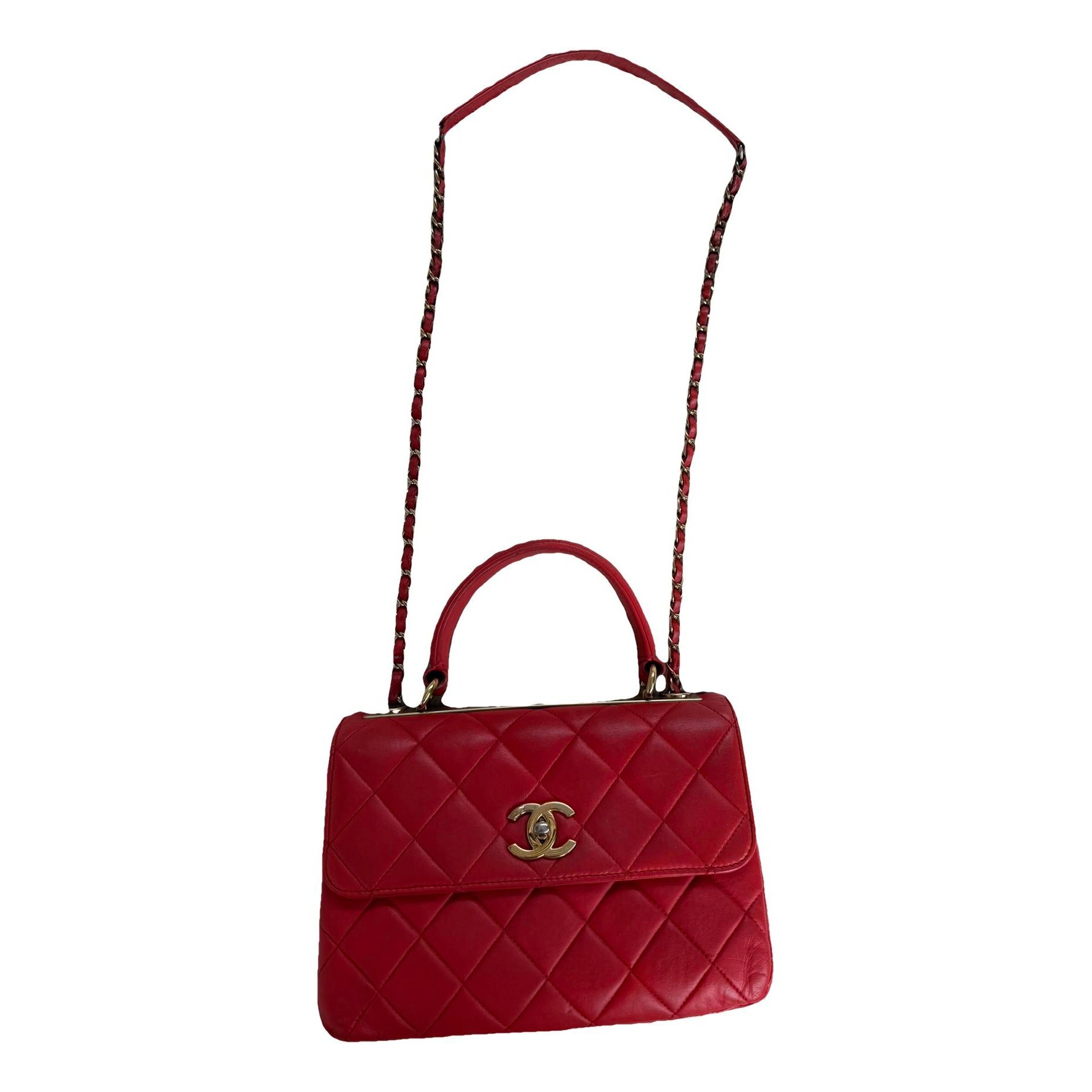 Trendy CC Top Handle leather handbag
