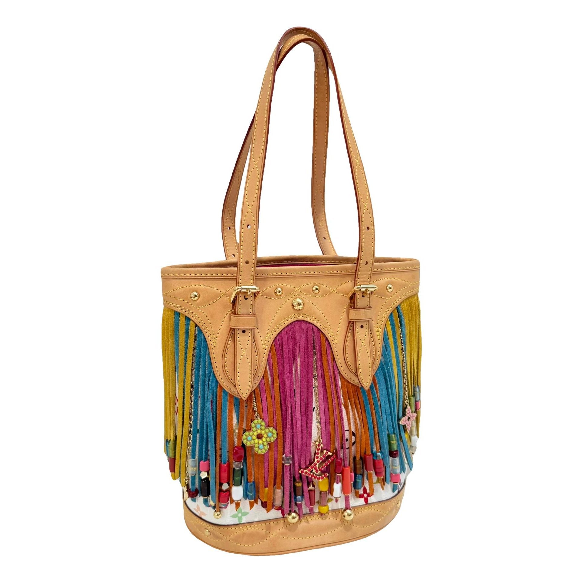 Bucket leather handbag