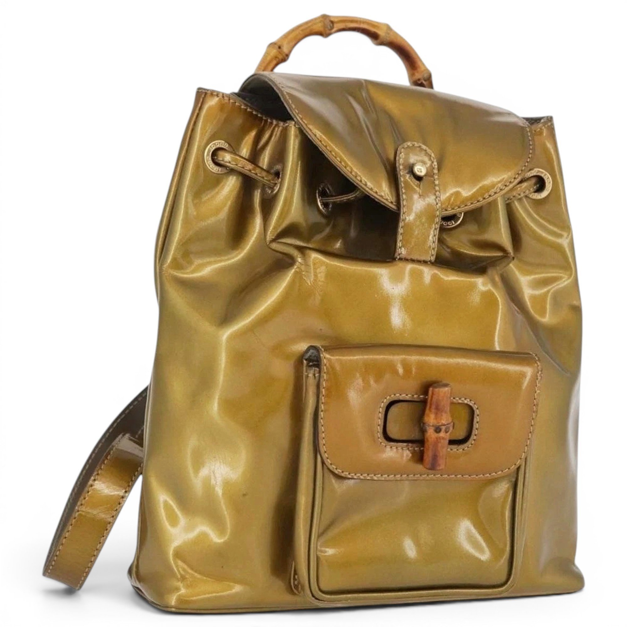 Patent leather backpack