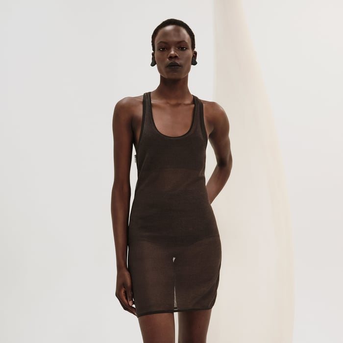 Marron Ébène Sleeveless Short Dress