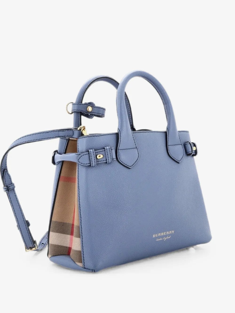 Banner Leather and House Check Canvas Small tote bag