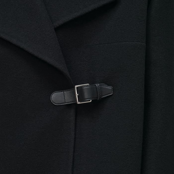 Noir Cashmere Coat With Shawl Collar