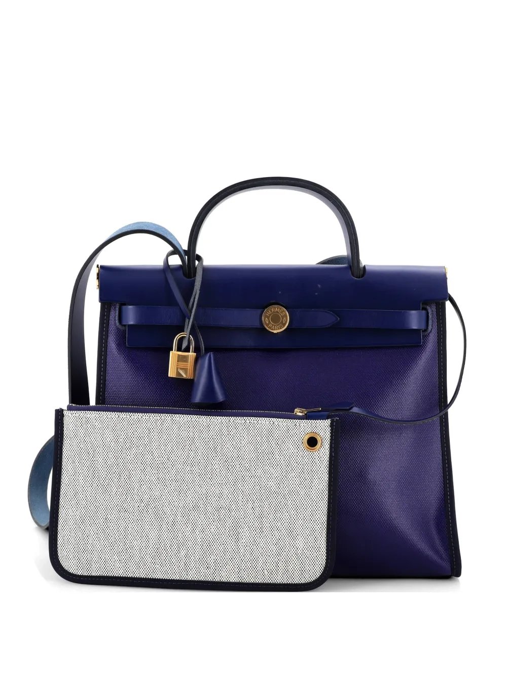 Herbag Zip Berline Vache Canvas and Leather 31 shoulder bag