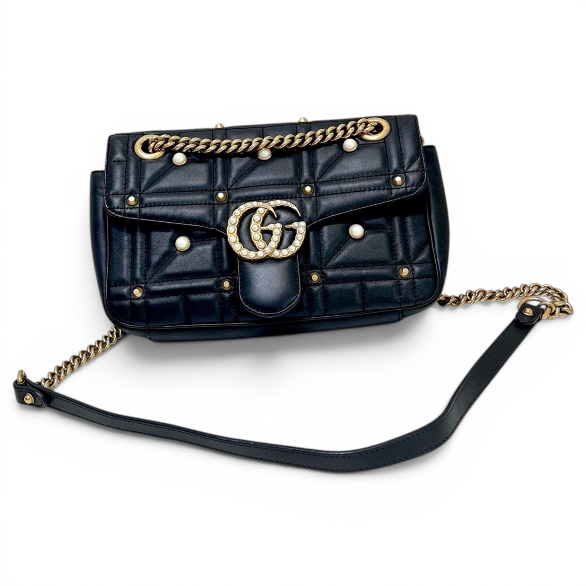 Pearly GG Marmont Flap leather handbag