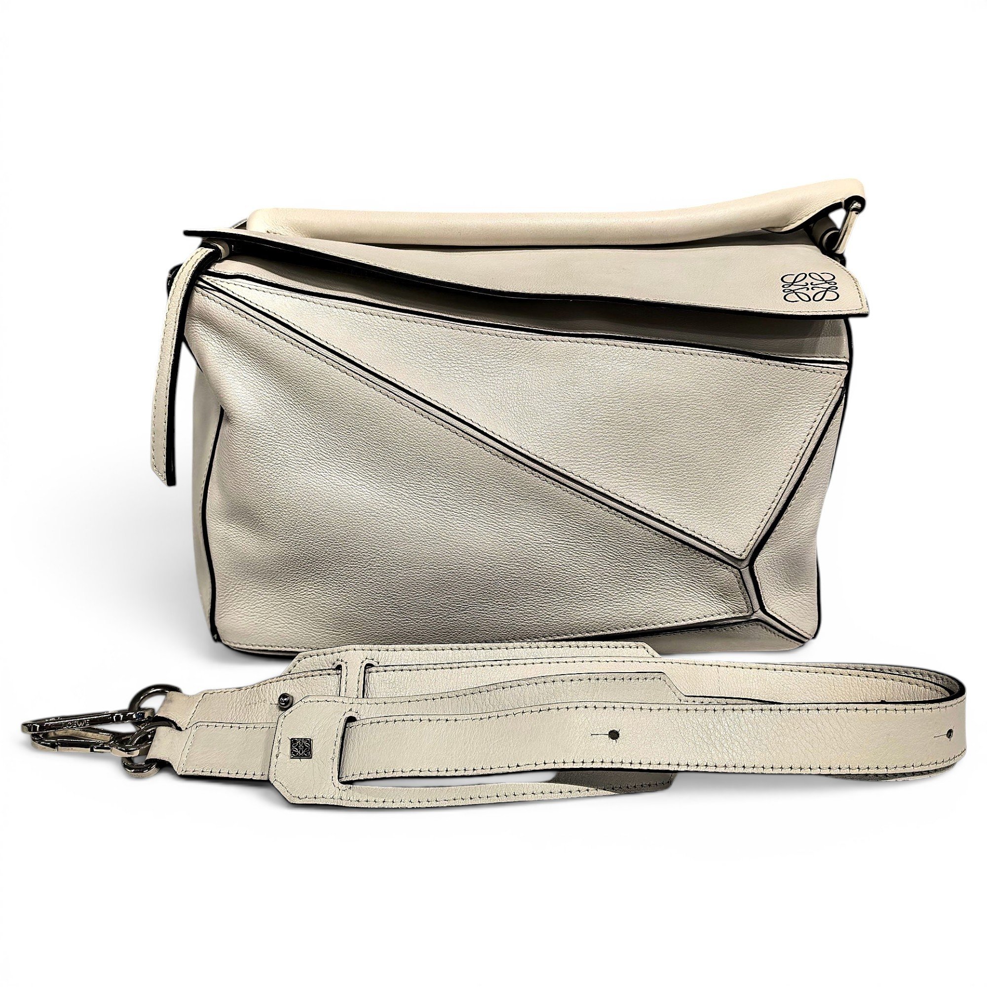Puzzle leather handbag
