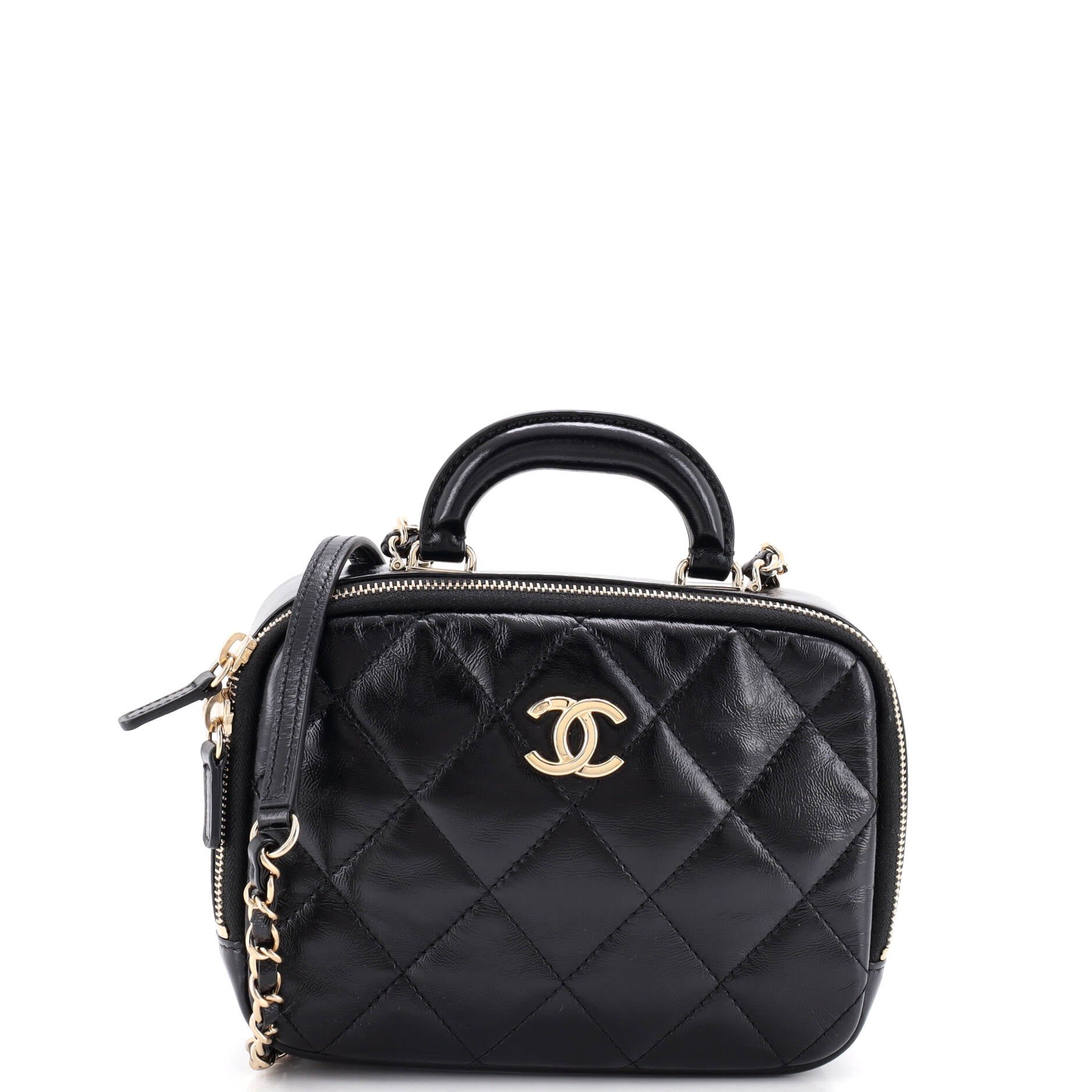 Coco Trip Vanity Case Quilted Shiny Lambskin