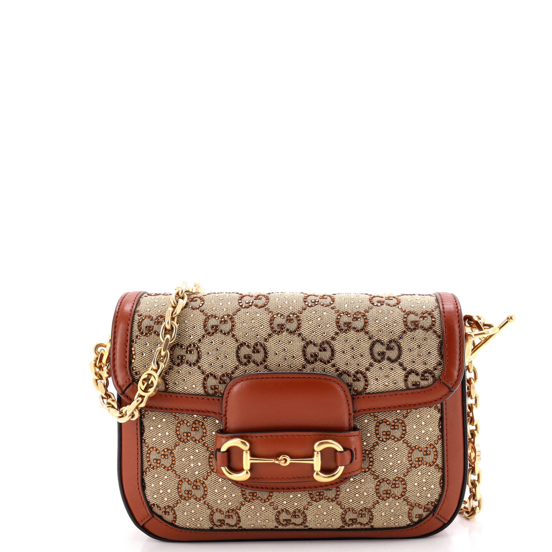 Horsebit 1955 Shoulder Bag Crystal Embellished GG Canvas Mini