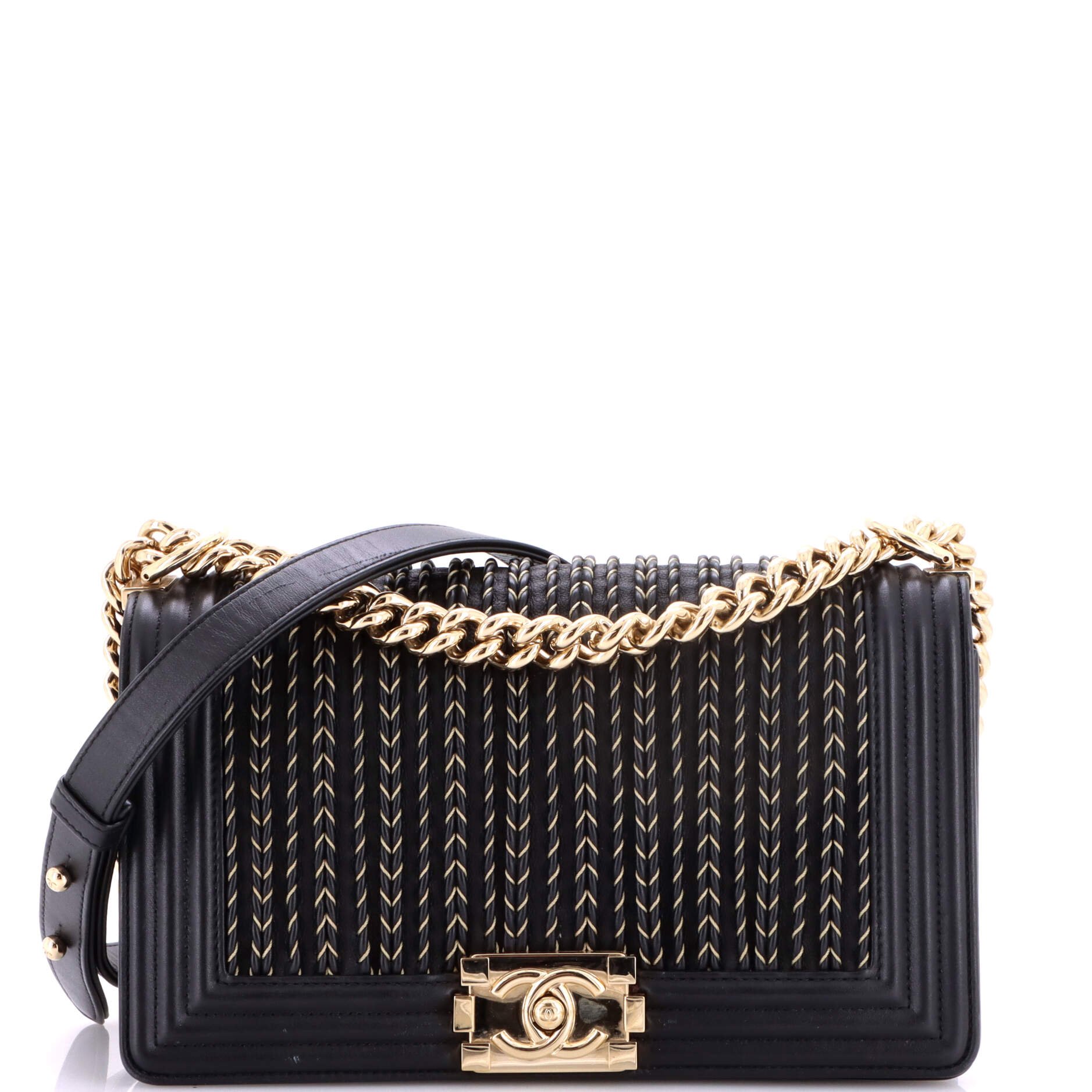 Boy Flap Bag Braided Woven Lambskin Old Medium