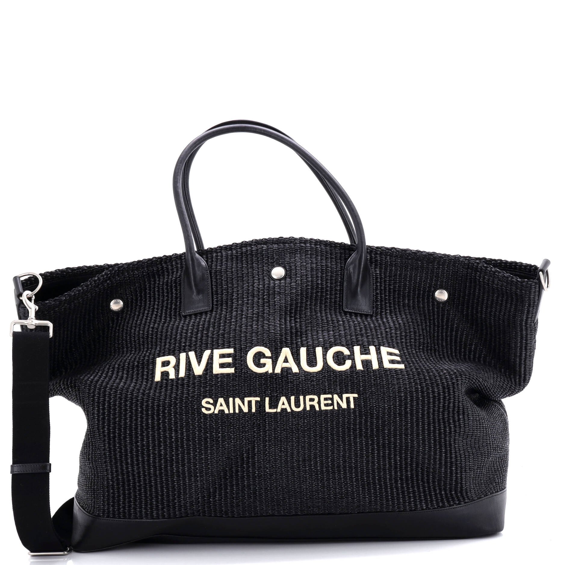 Saint Laurent Rive Gauche Shopper Tote Raffia Large