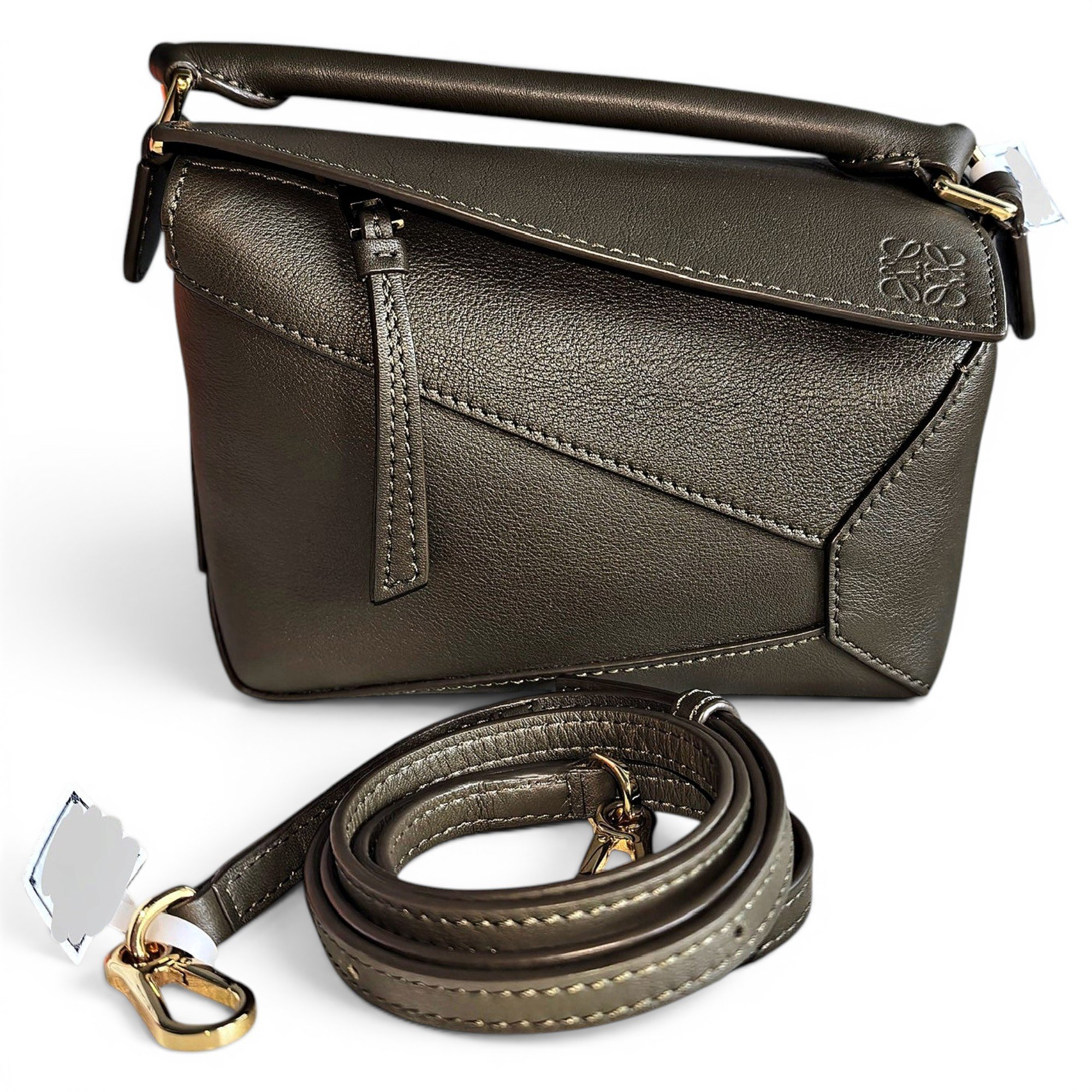 Puzzle leather handbag