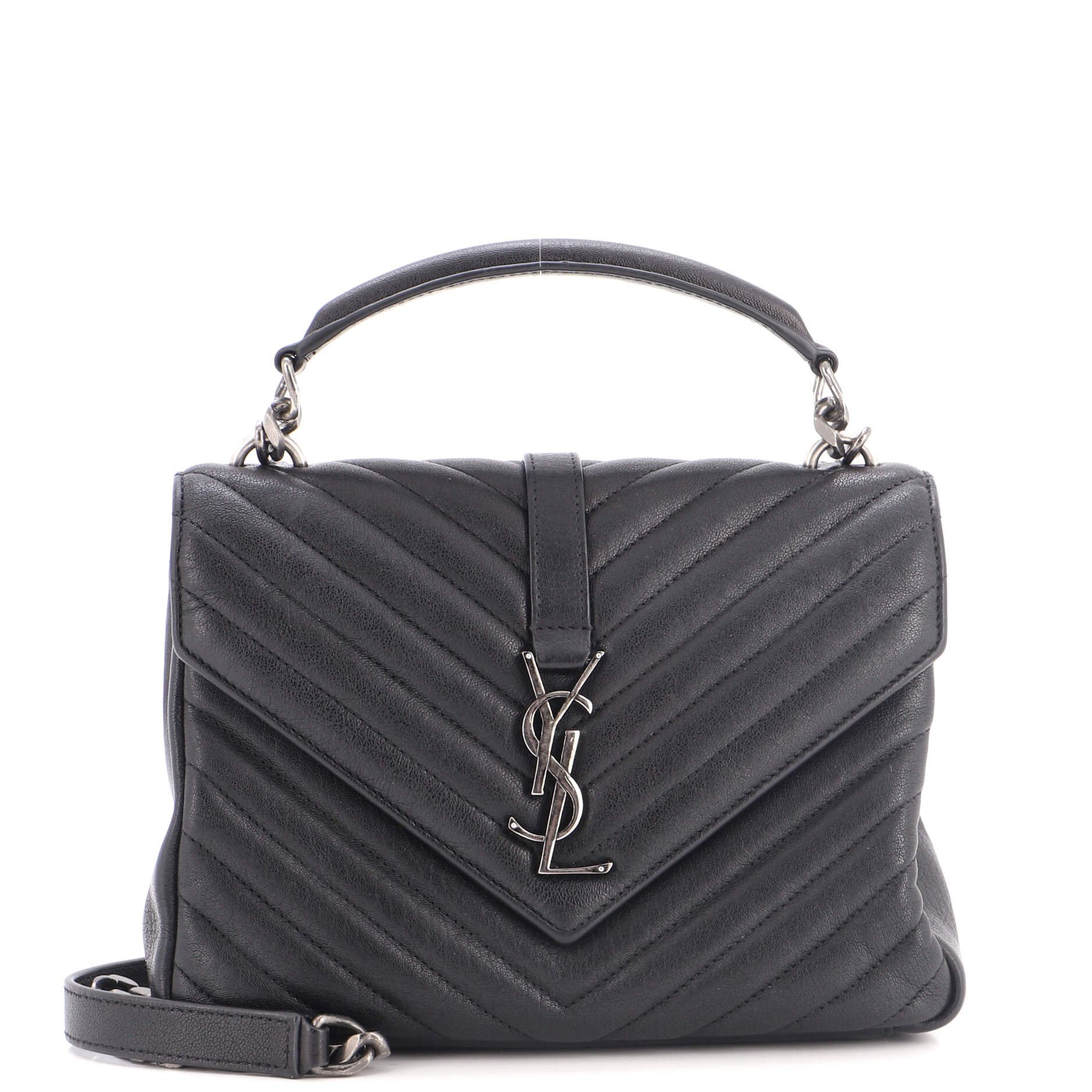 Classic Monogram College Bag Matelasse Chevron Leather Medium