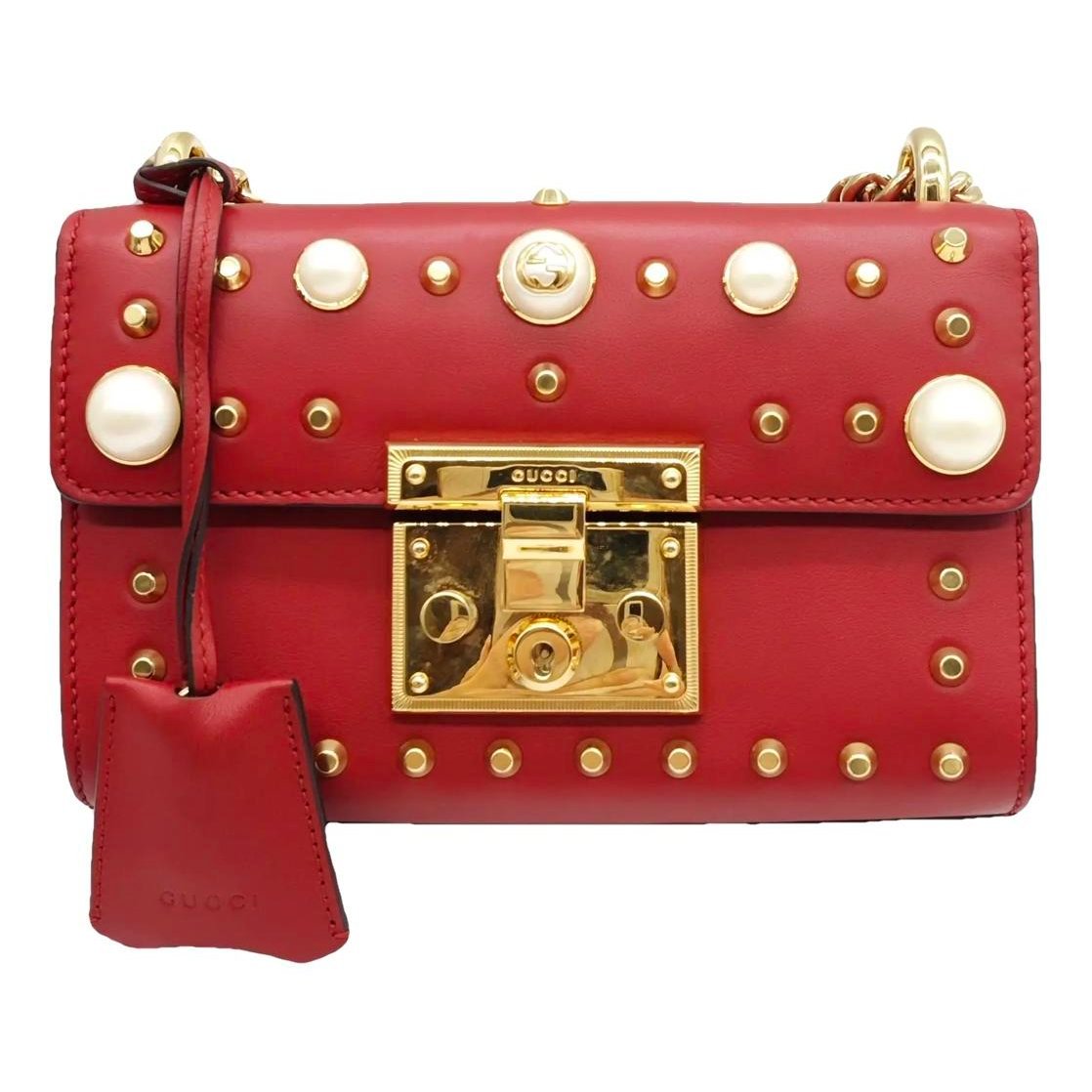 Padlock leather crossbody bag