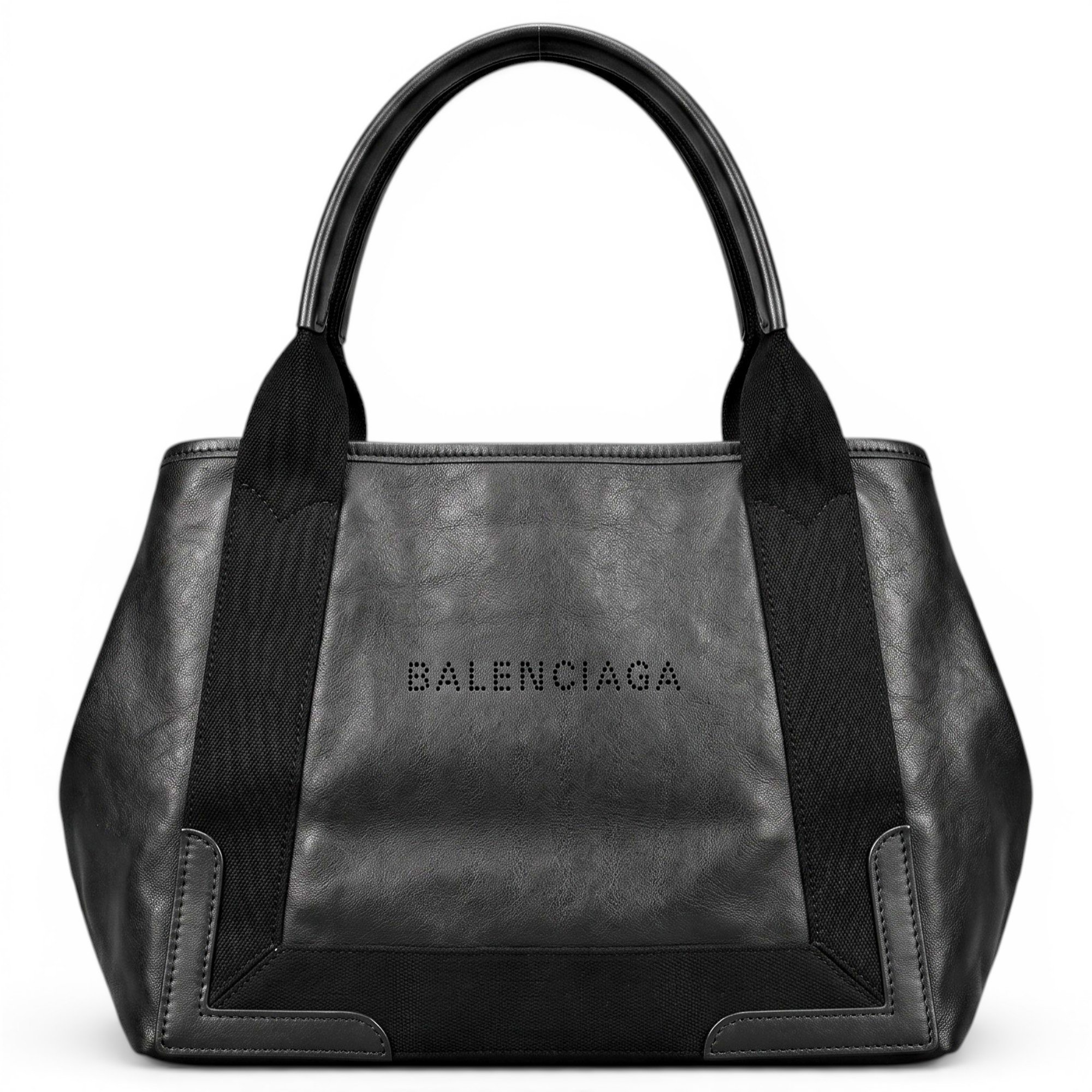 Navy cabas leather tote