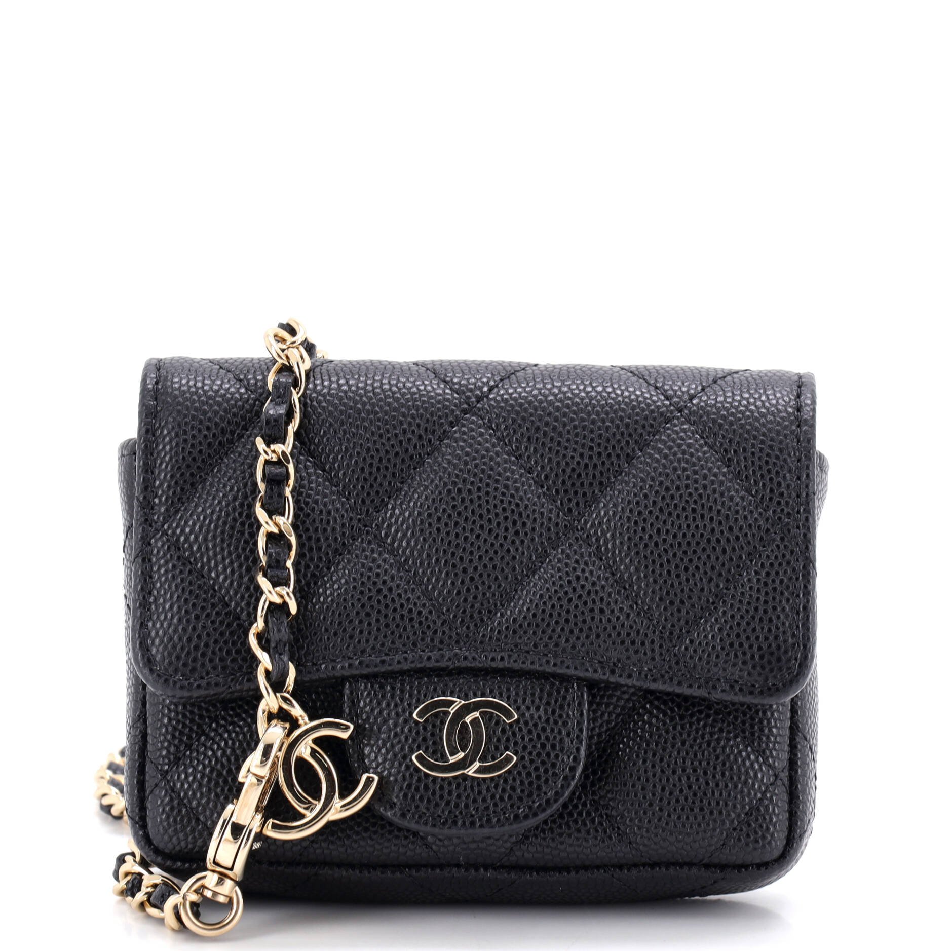 Classic Flap Chain Belt Bag Quilted Caviar Mini