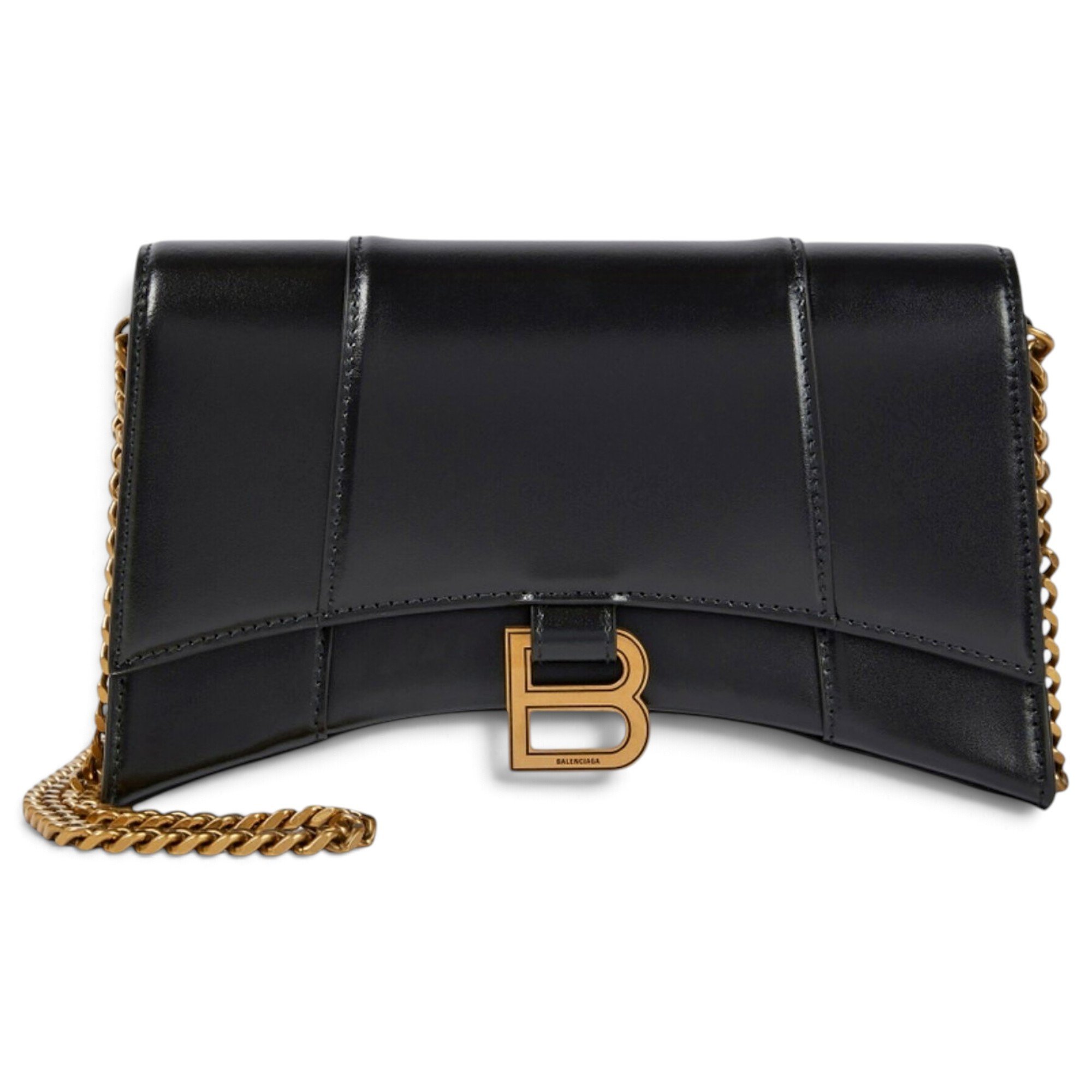Hourglass leather handbag