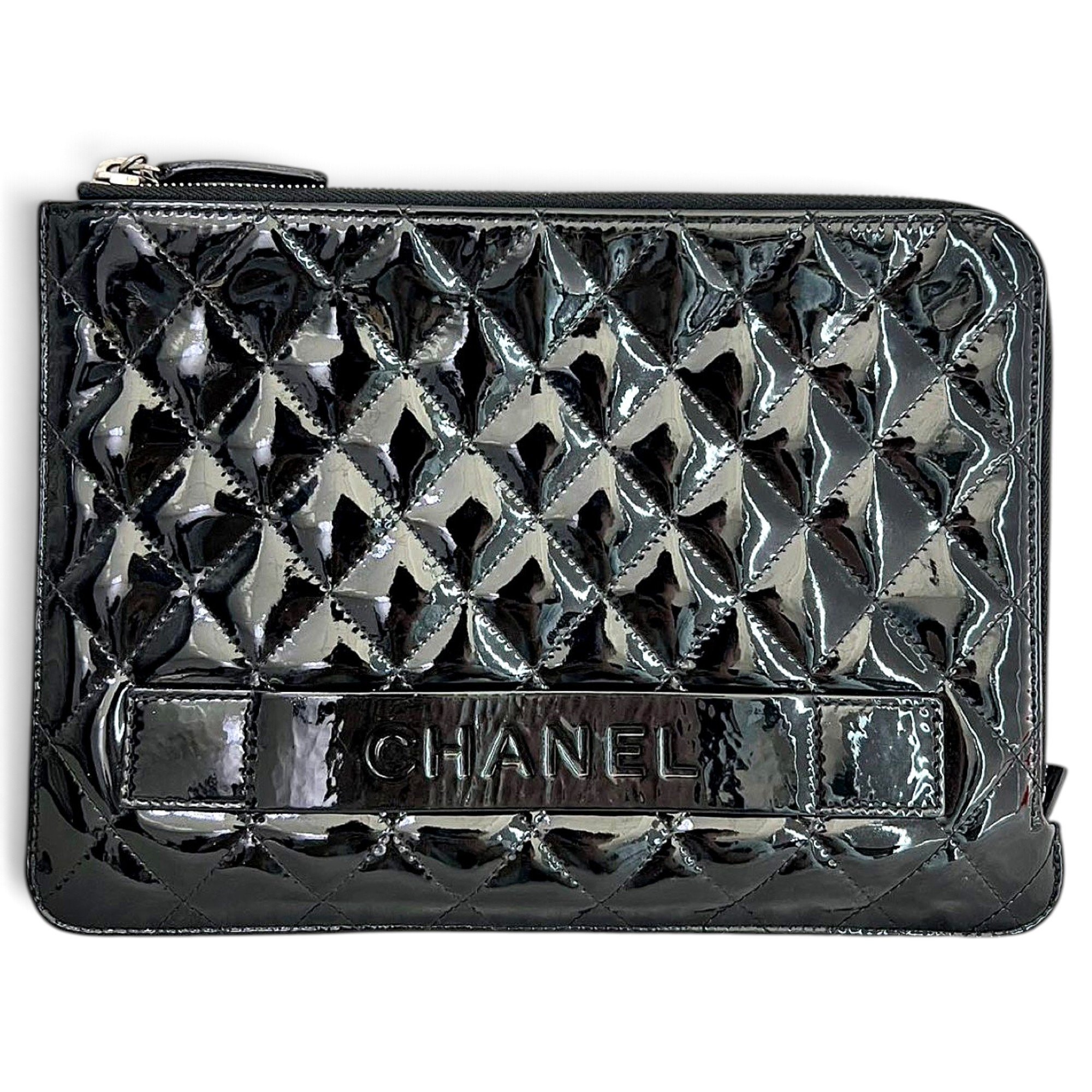 Patent leather clutch bag