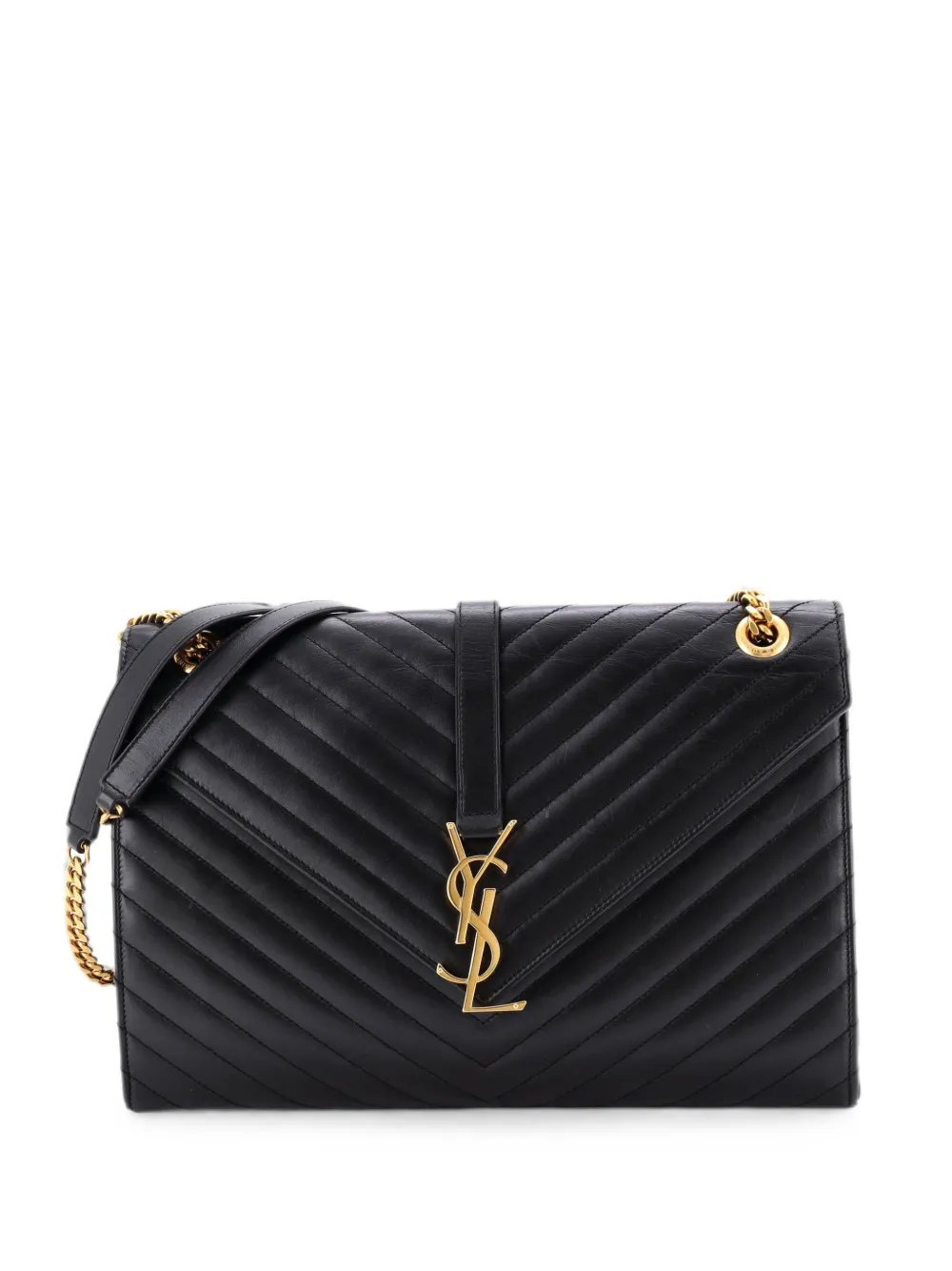 Classic Monogram Envelope Satchel Matelasse Chevron Leather Large shoulder bag