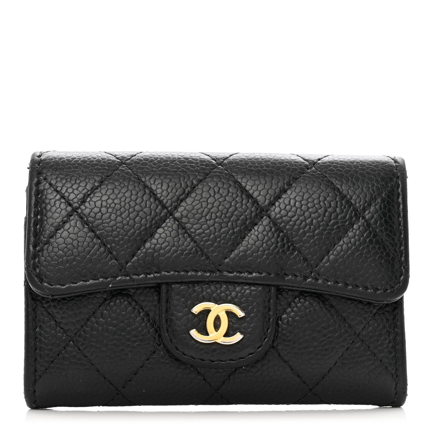 Chanel Caviar Quilted Flap Card Holder Wallet Black