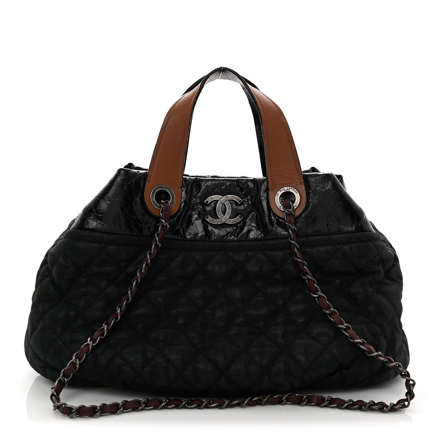 Chanel Iridescent Calfskin Small In The Mix Tote Dark Green
