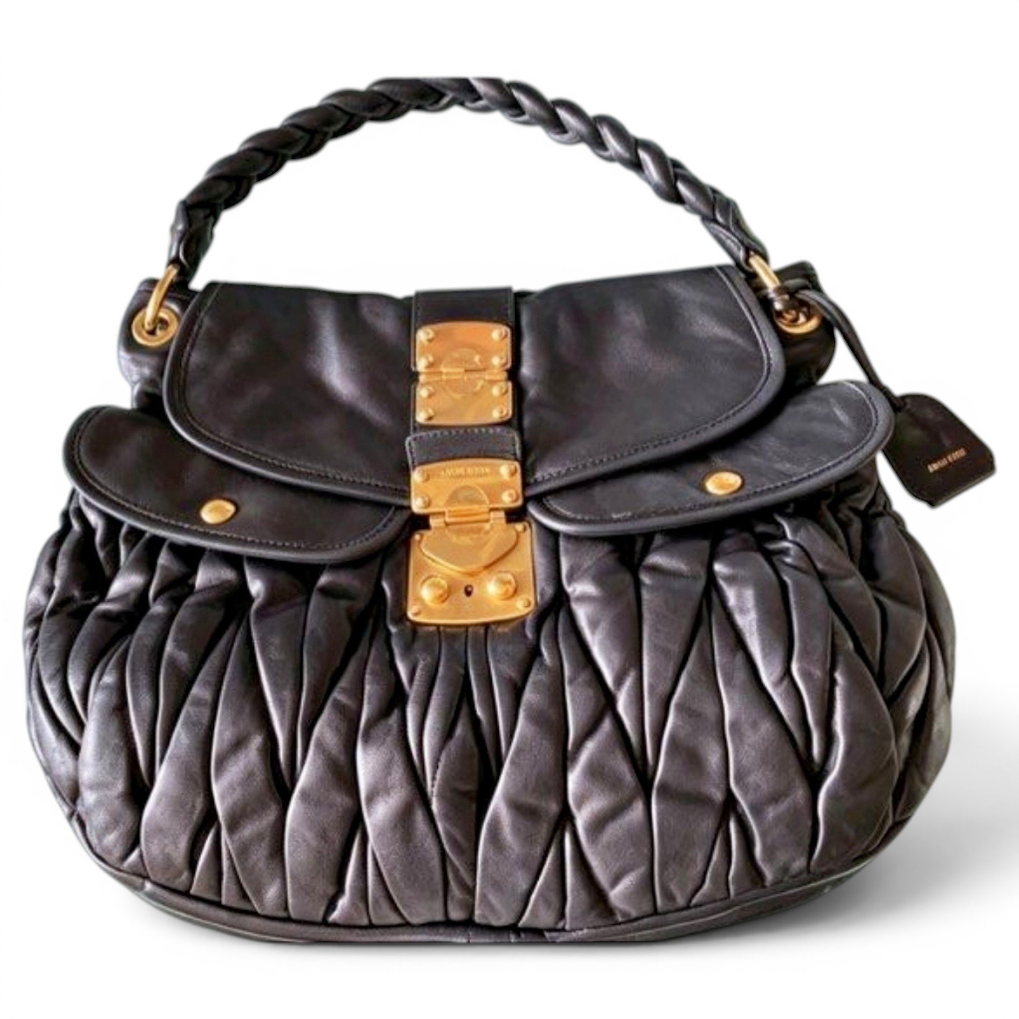 Coffer leather handbag