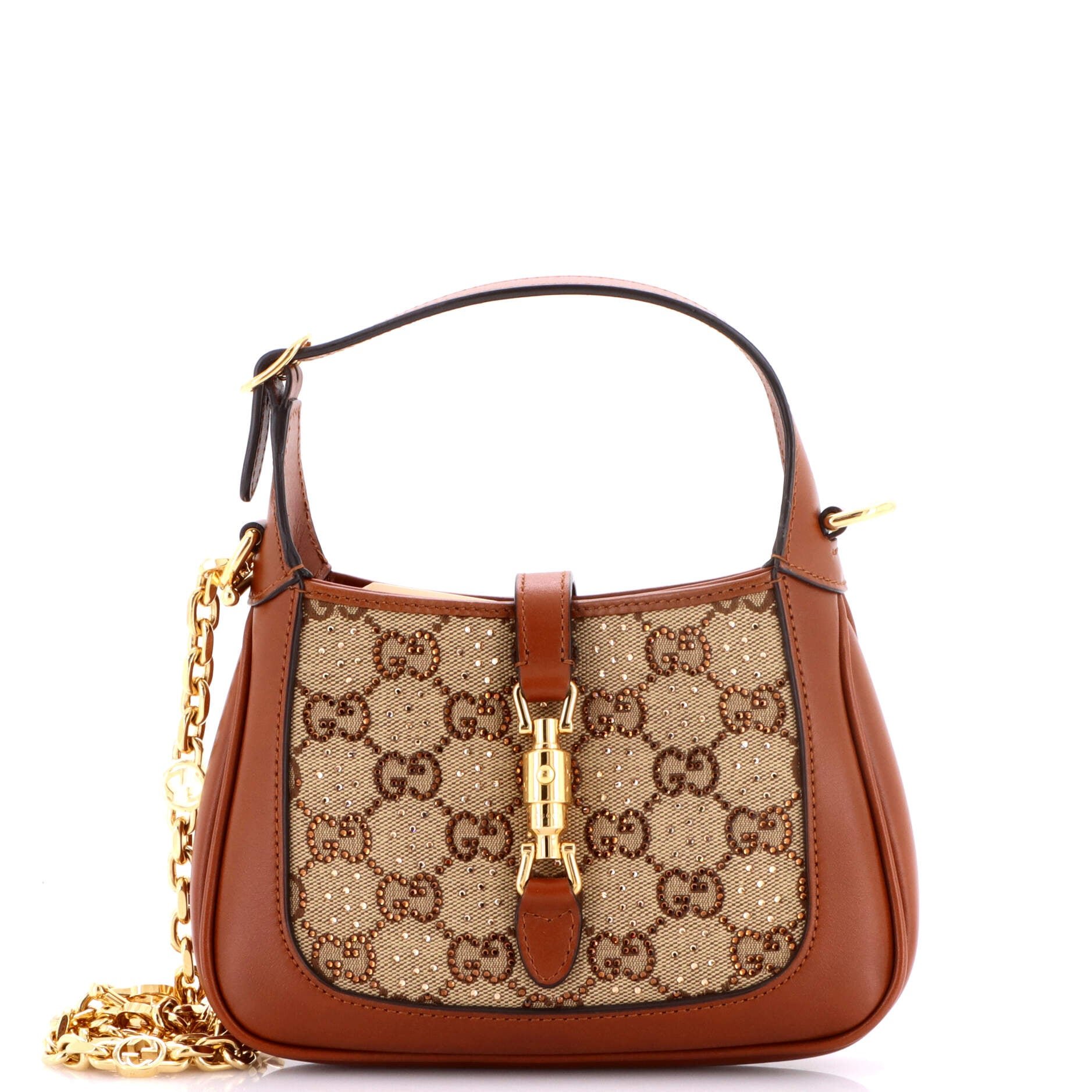 Jackie 1961 Chain Hobo Crystal Embellished GG Canvas Mini