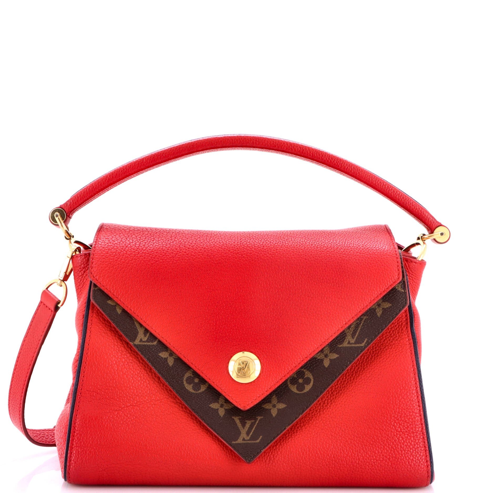 Double V Handbag Calfskin with Monogram Canvas