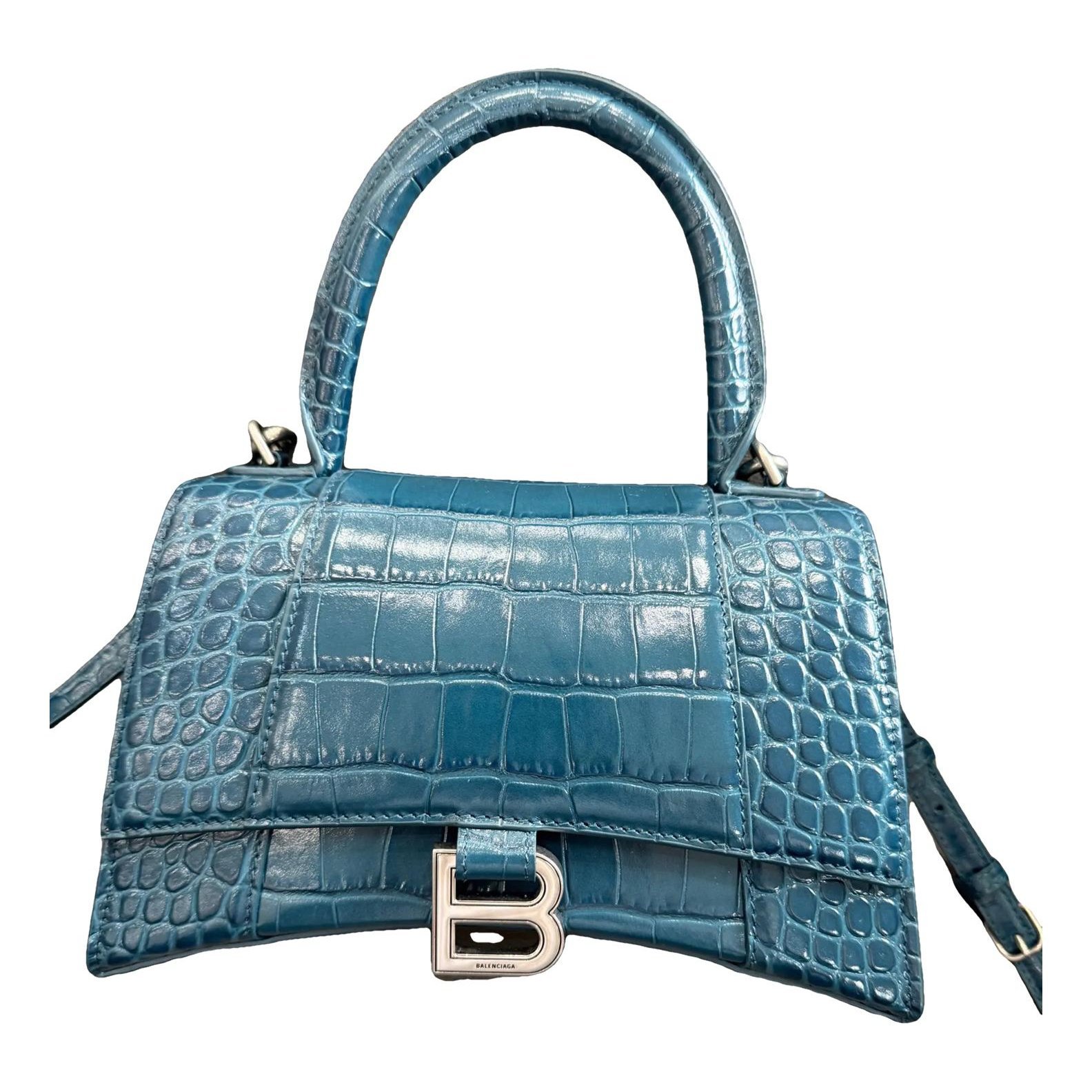 Hourglass leather handbag