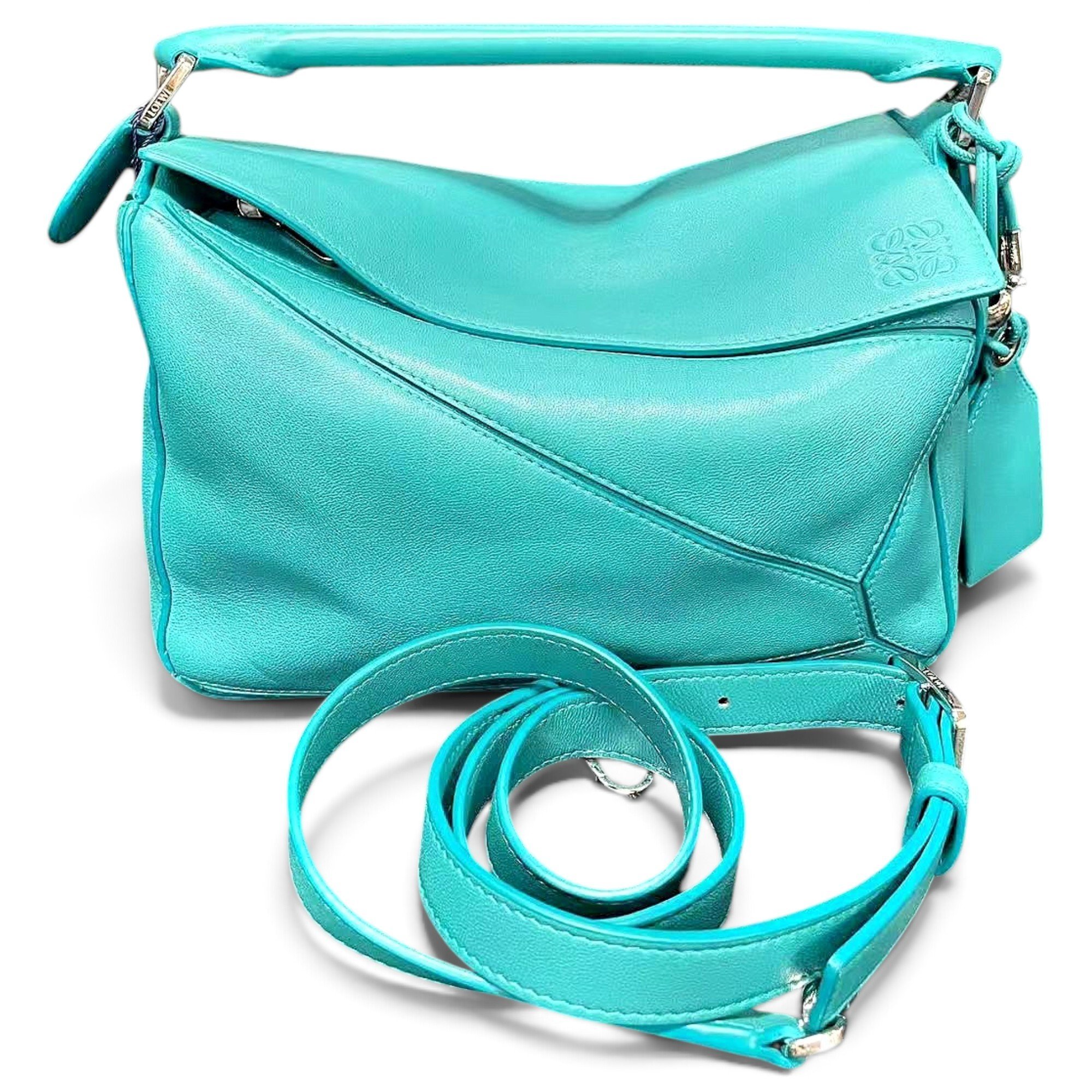 Puzzle leather handbag