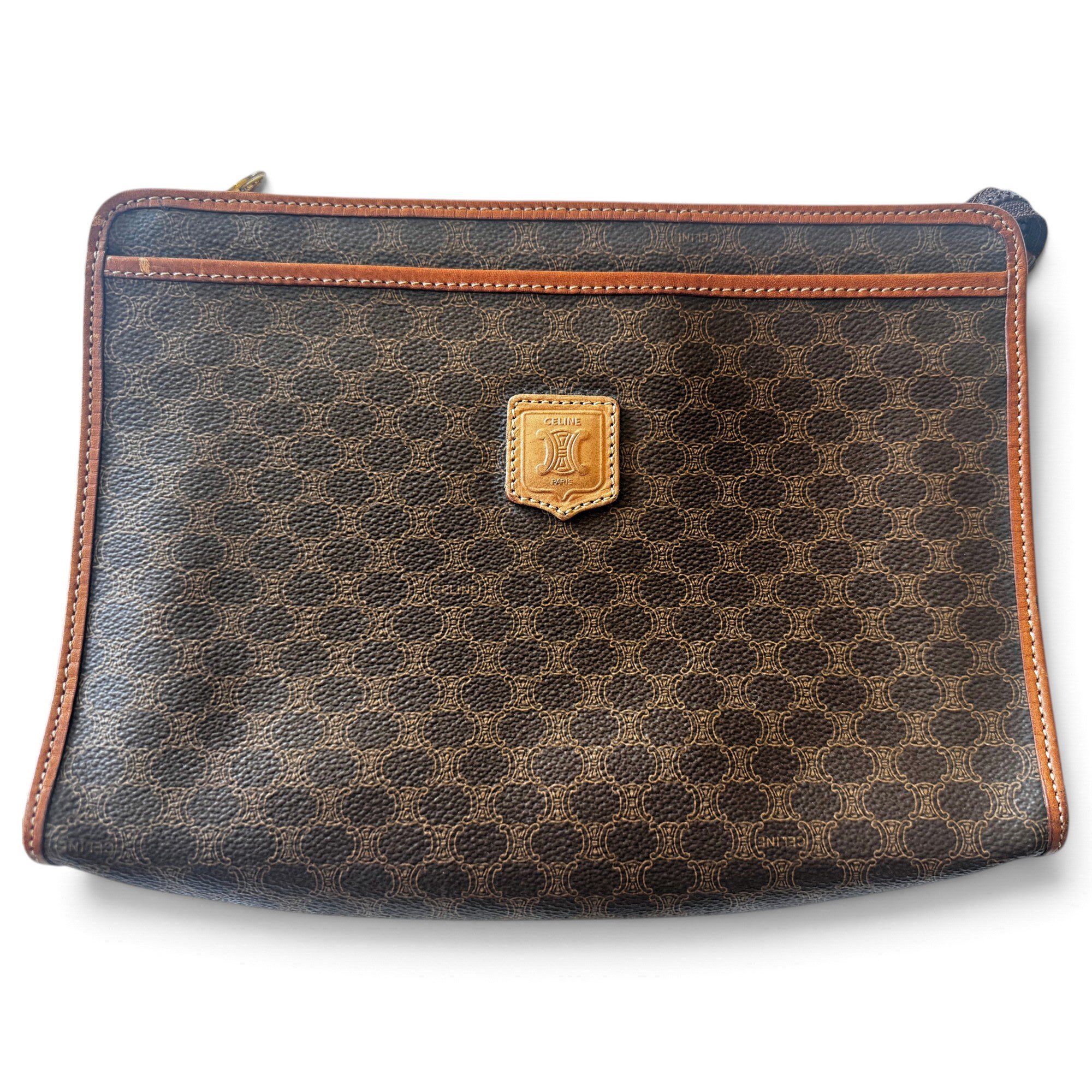 Triomphe Vintage leather clutch bag