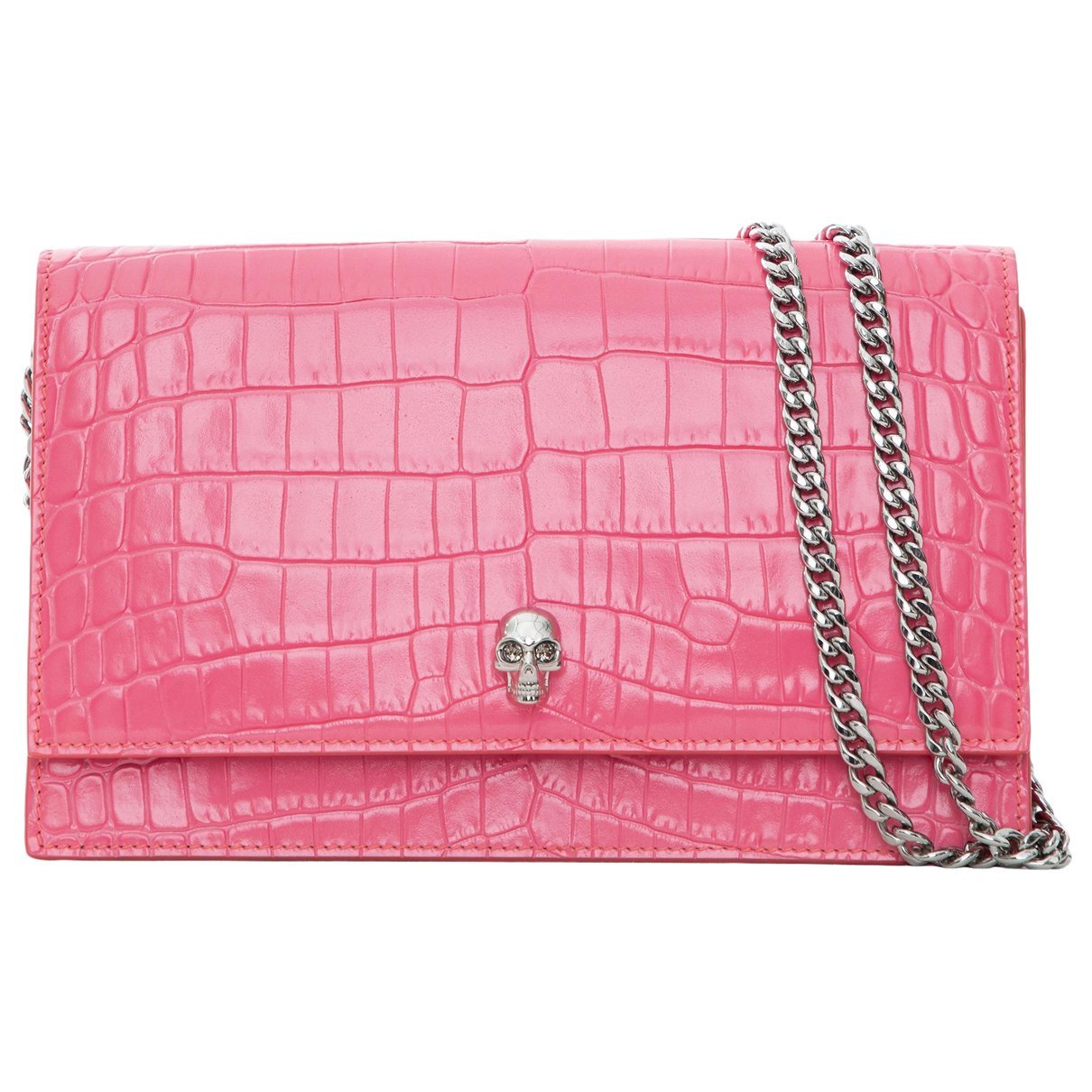 Skull patent leather handbag