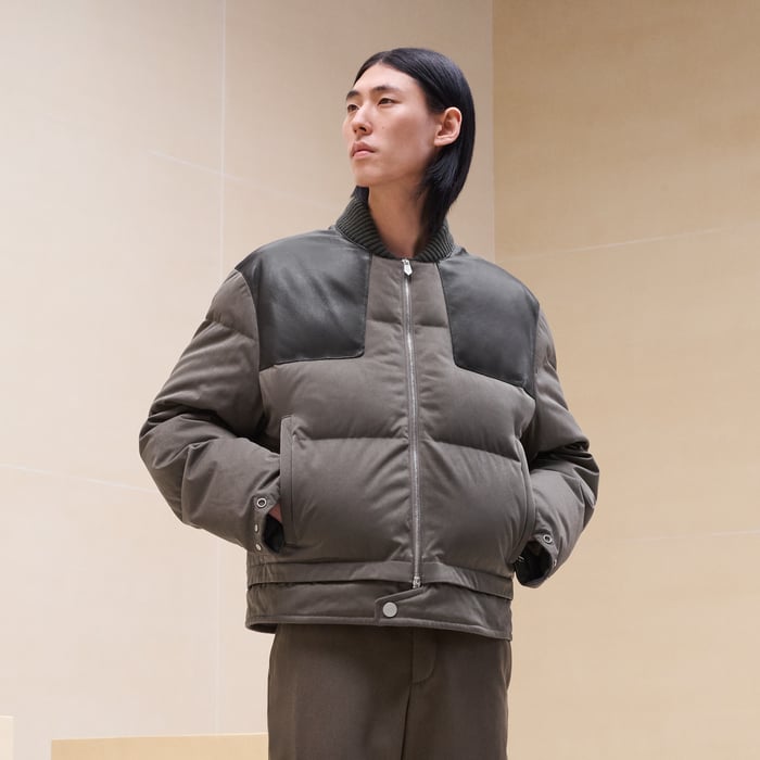 Basalte Puffer Coat With Leather Detail