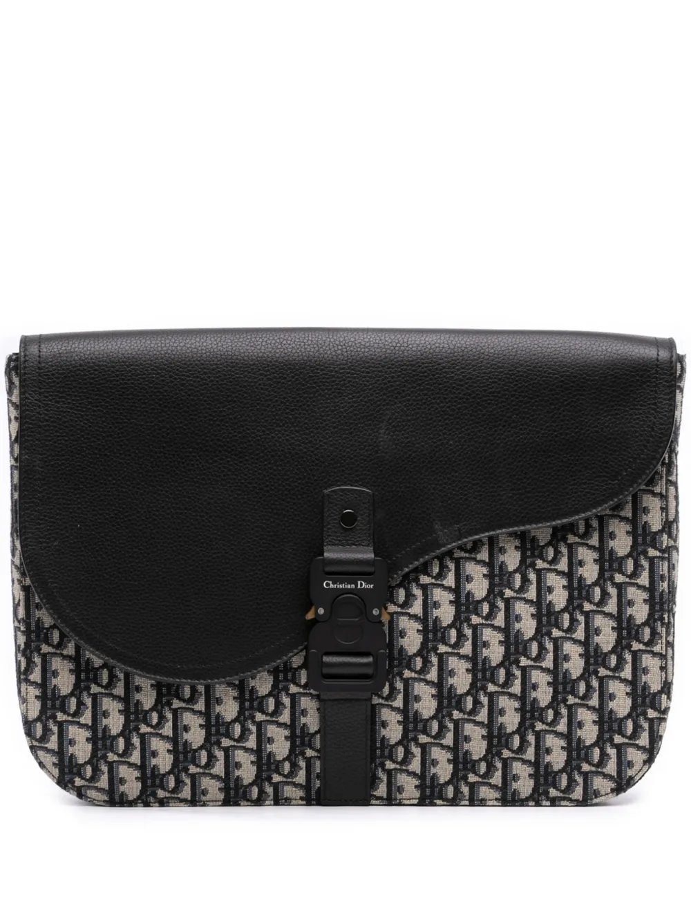 Dior 2022 Oblique Canvas and Leather Saddle A4 Pouch clutch bag