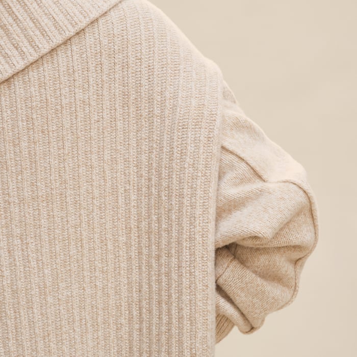 Beige Camel Long-sleeve Tunic Dress
