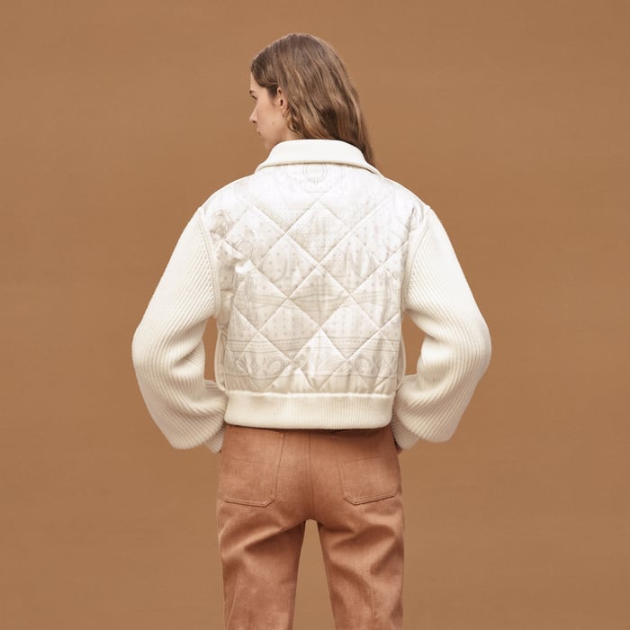 Blanc Tulle "Porte-bonheur Bandana" Zipped Quilted Jacket 