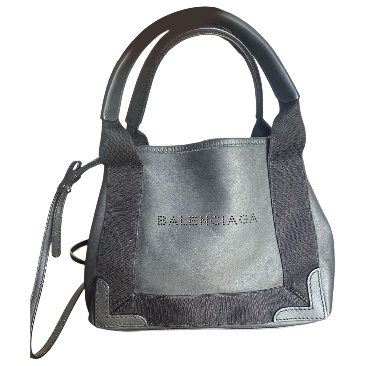 Navy cabas leather tote