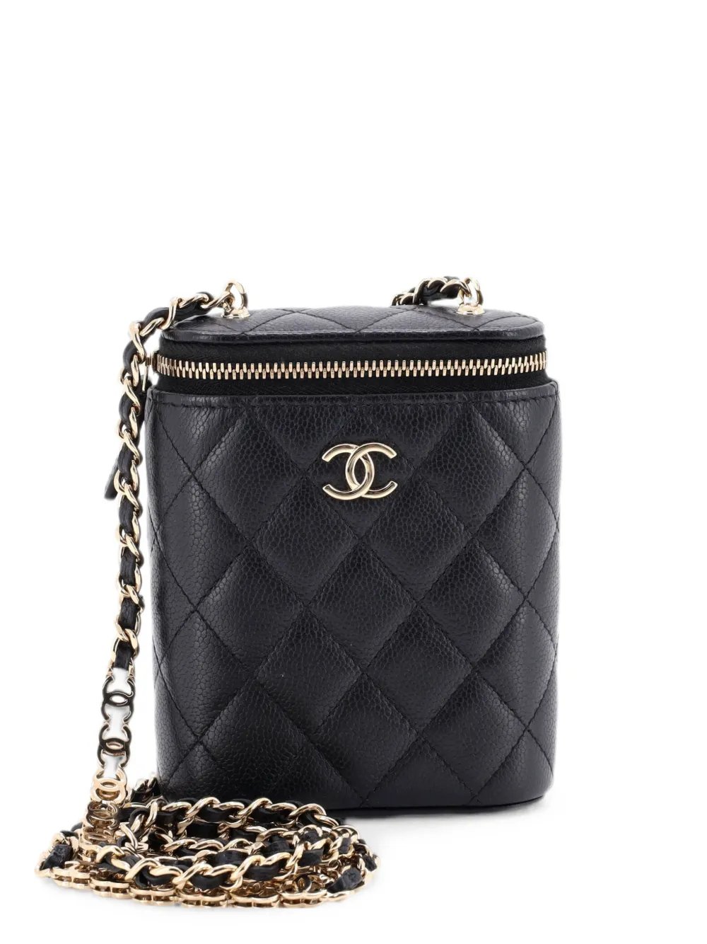 Vertical Classic Vanity Case with Chain Quilted Caviar Mini shoulder bag