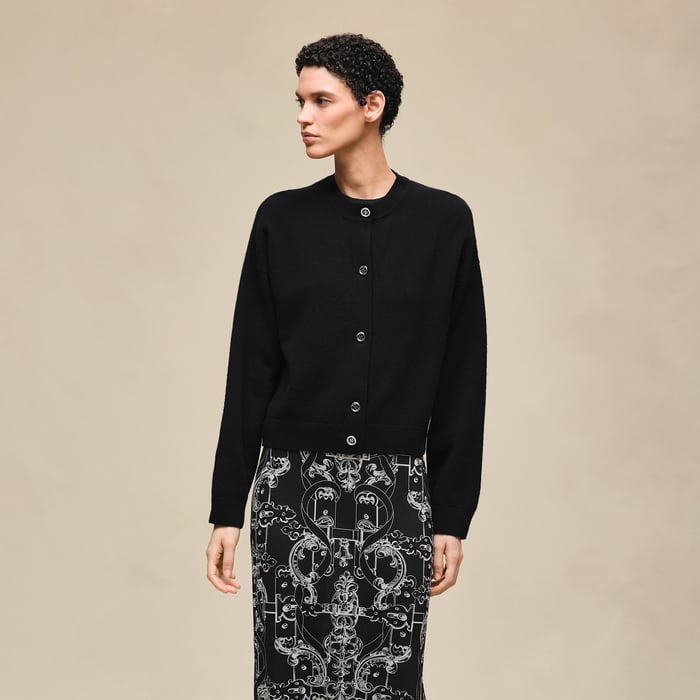 Noir Cashmere Long-sleeve Cardigan