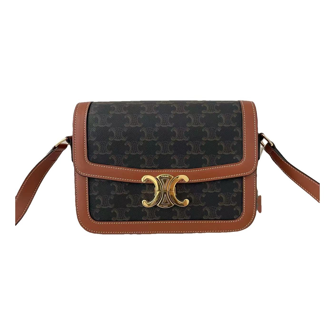 Triomphe chain leather handbag