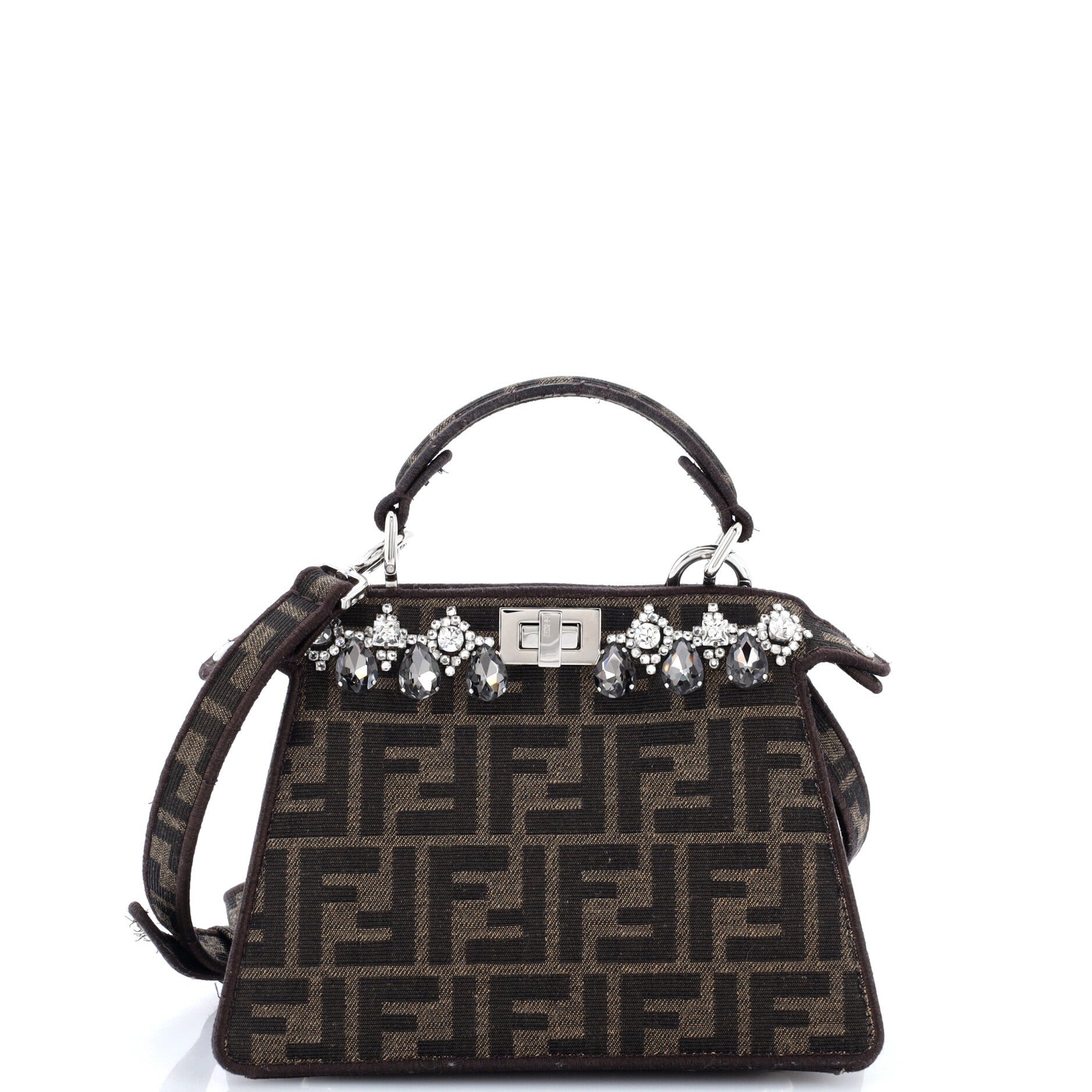 Peekaboo ISeeU Bag Crystal Embellished Zucca Canvas Petite