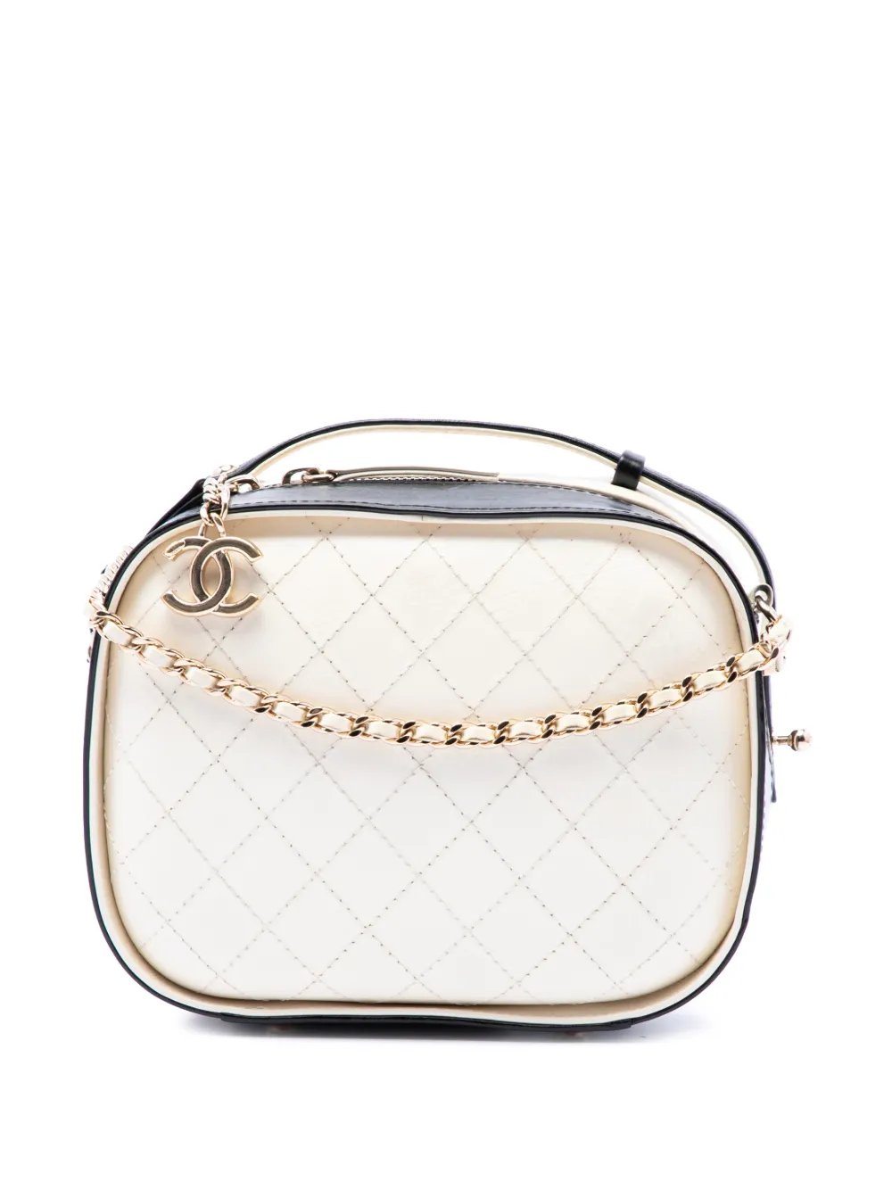 2019 Small CC Quilted Crumpled Calfskin Vanity Case satchel