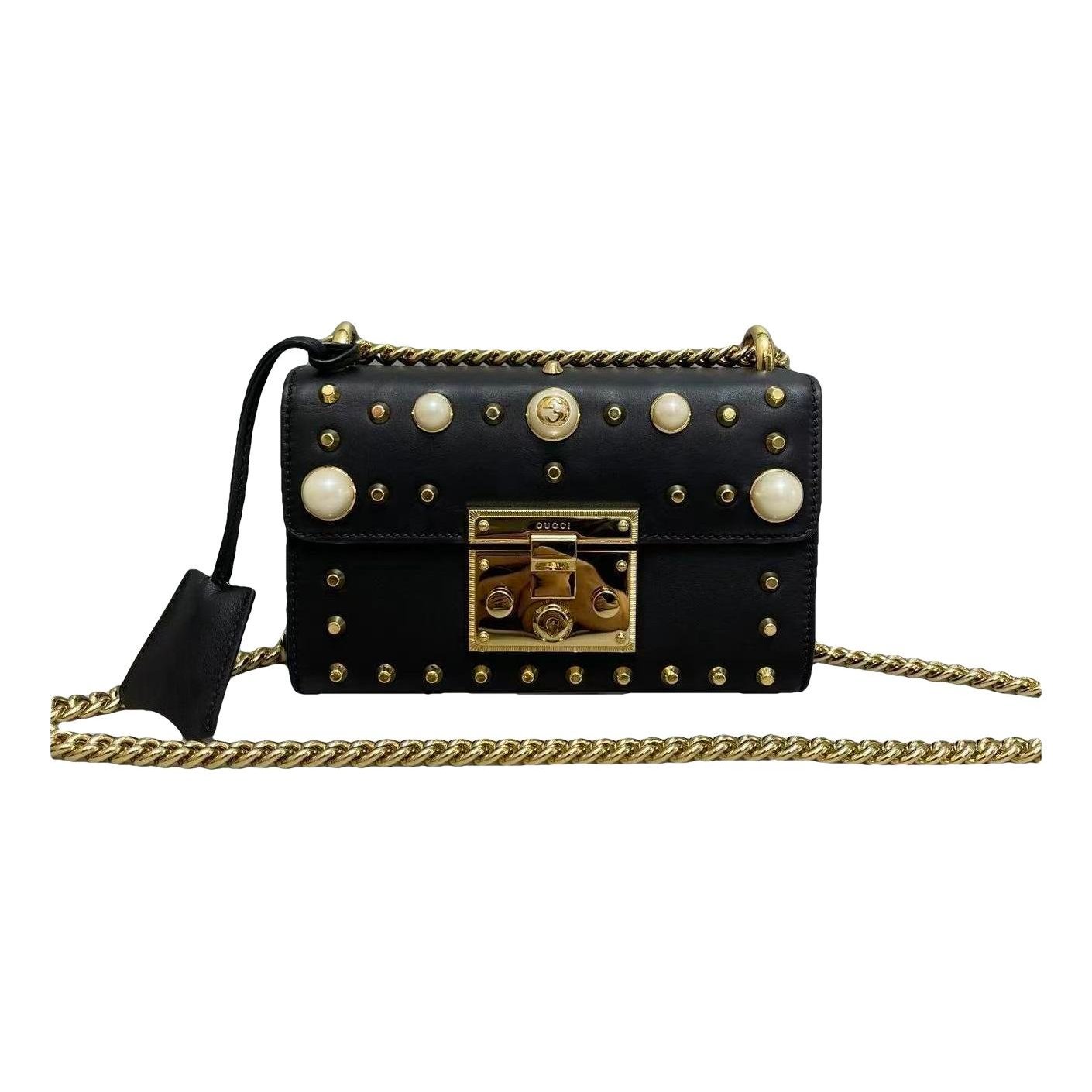 Padlock leather handbag