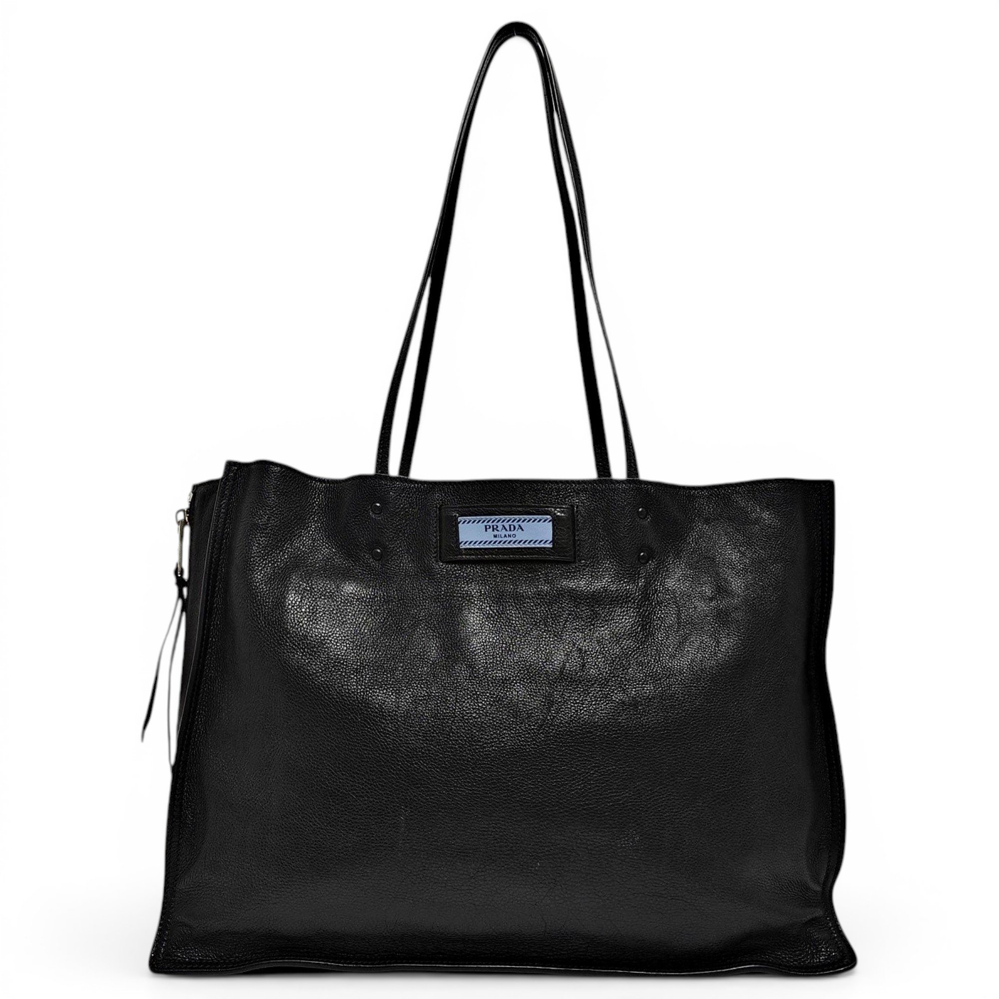 Etiquette leather handbag