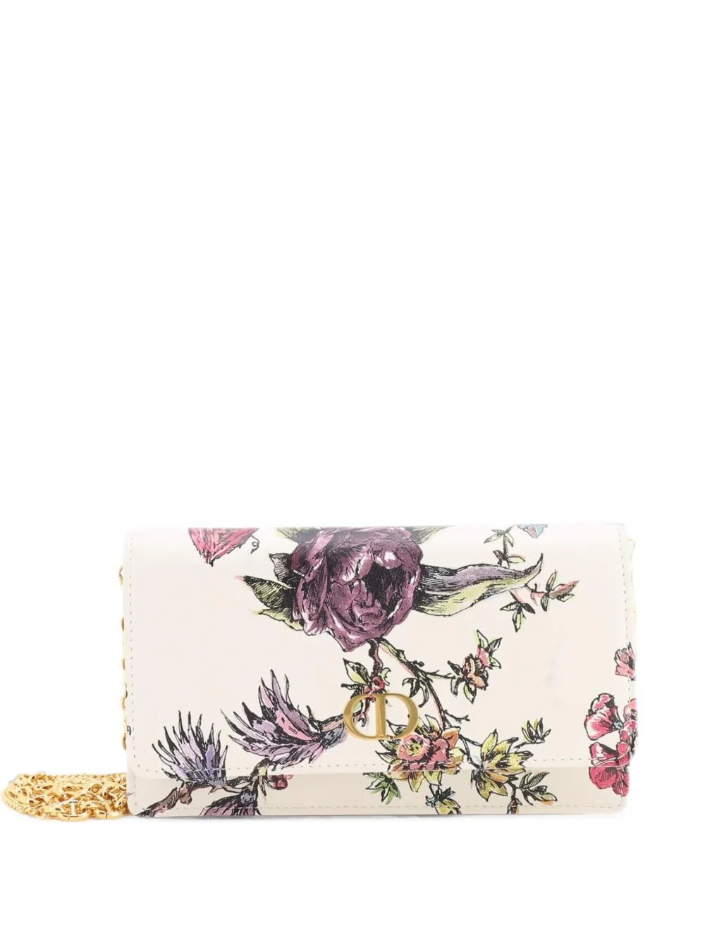 Caro Wallet on Chain Pouch Printed Leather crossbody bag