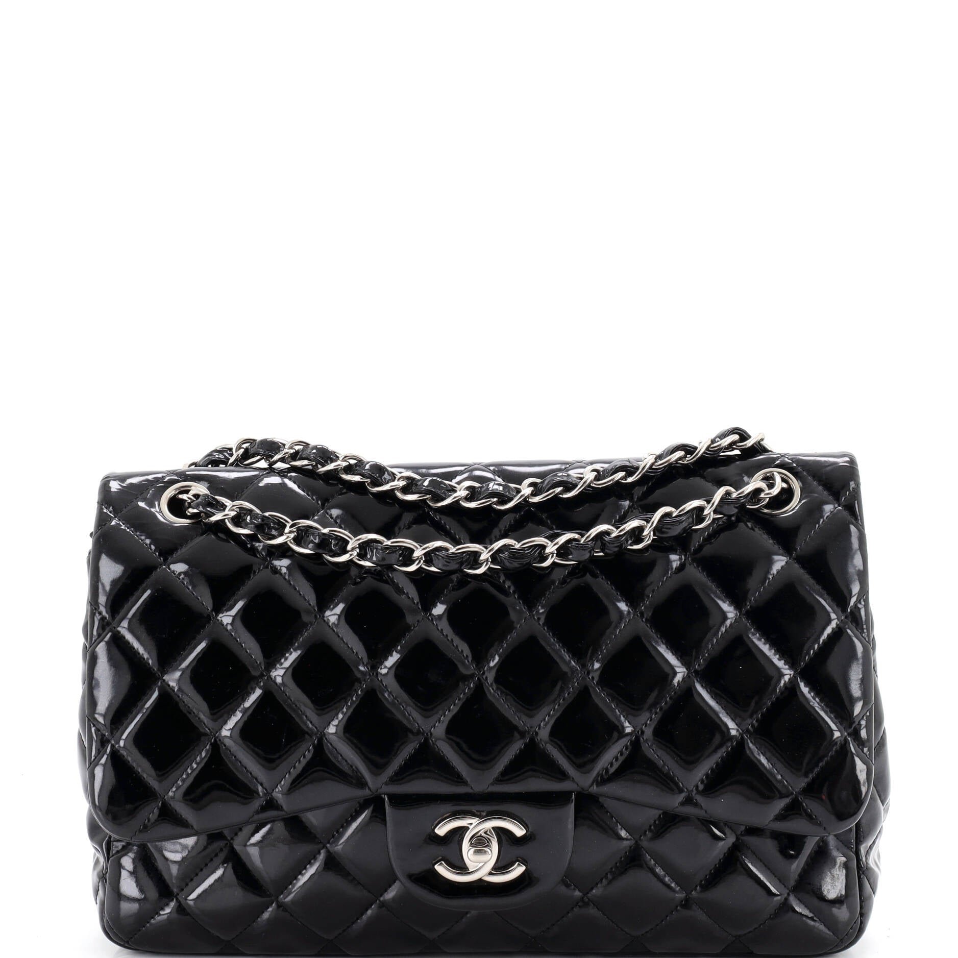 Classic Double Flap Bag Quilted Patent Jumbo