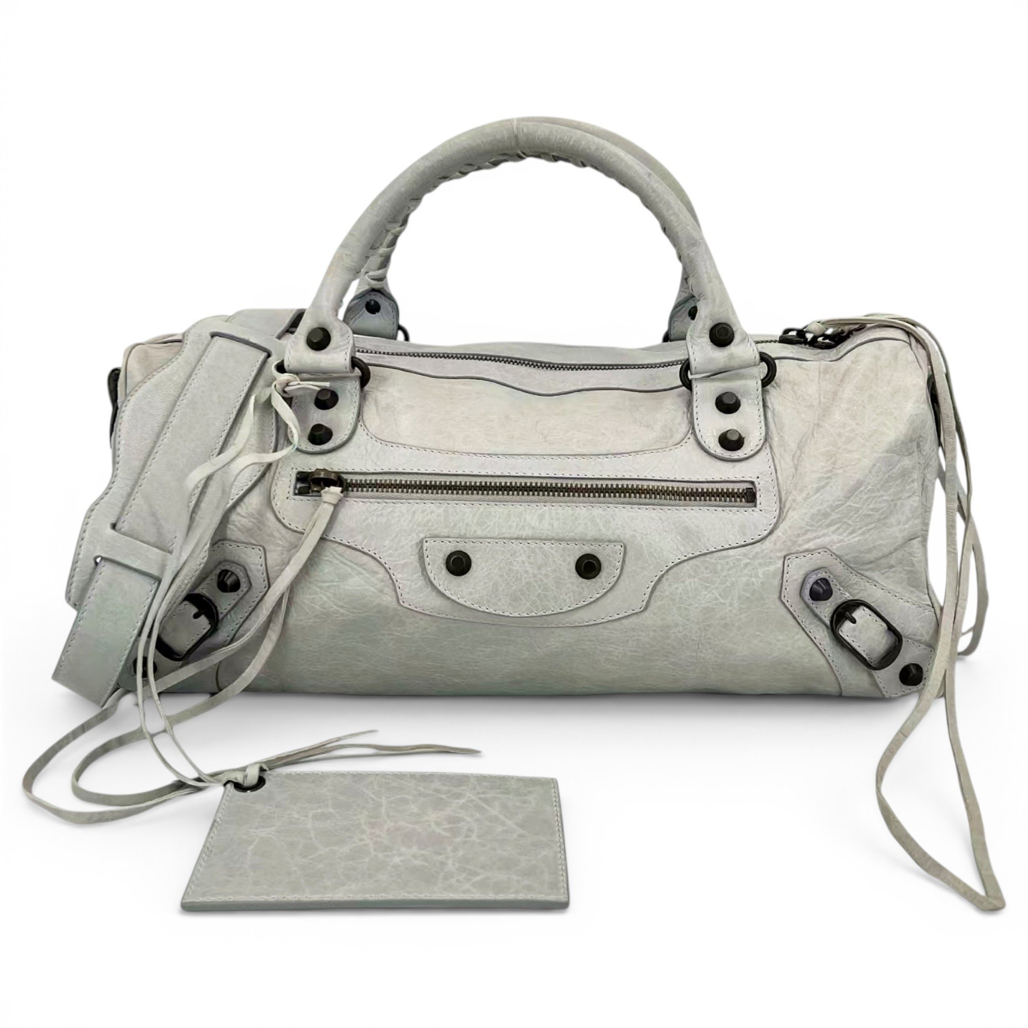City leather satchel