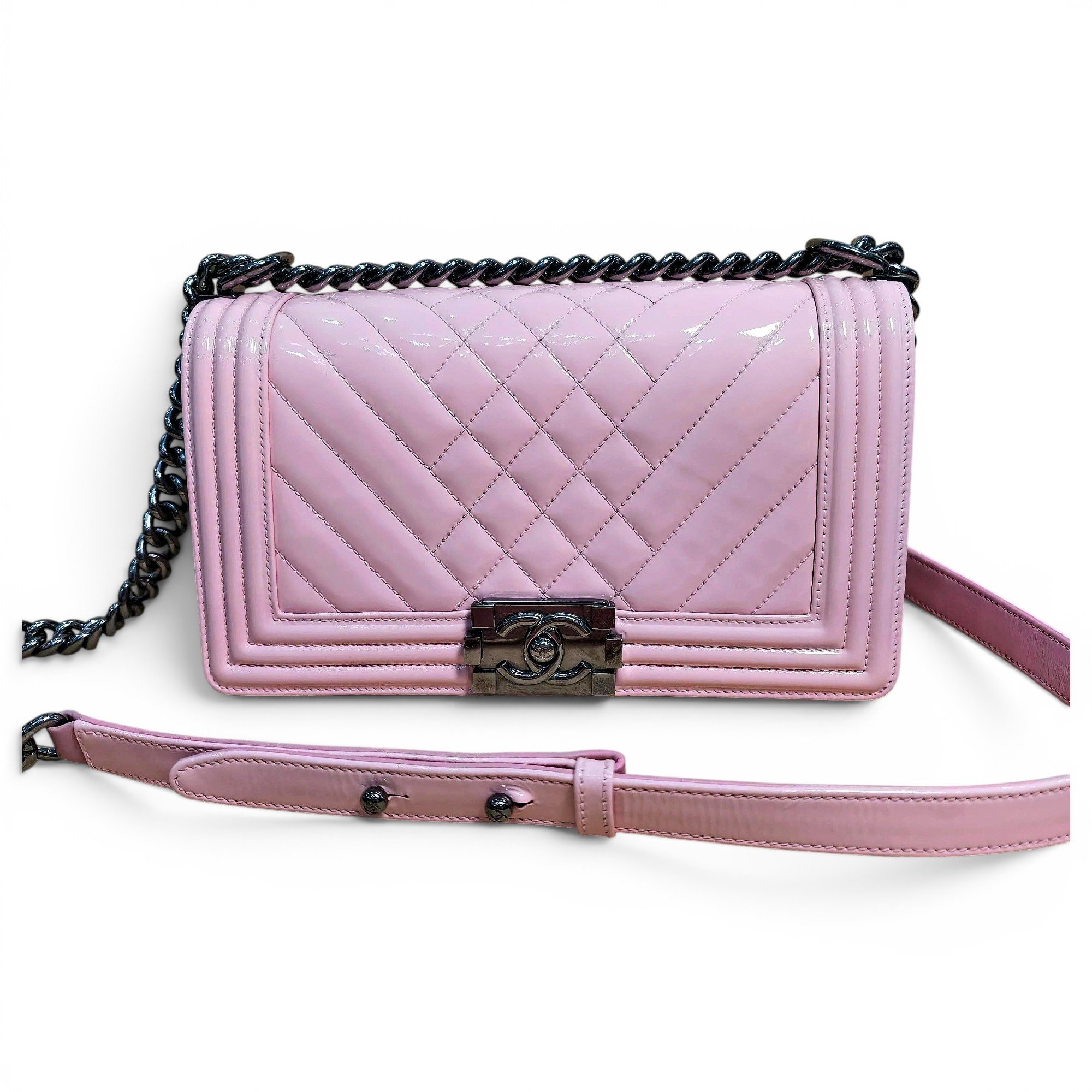 Patent leather handbag