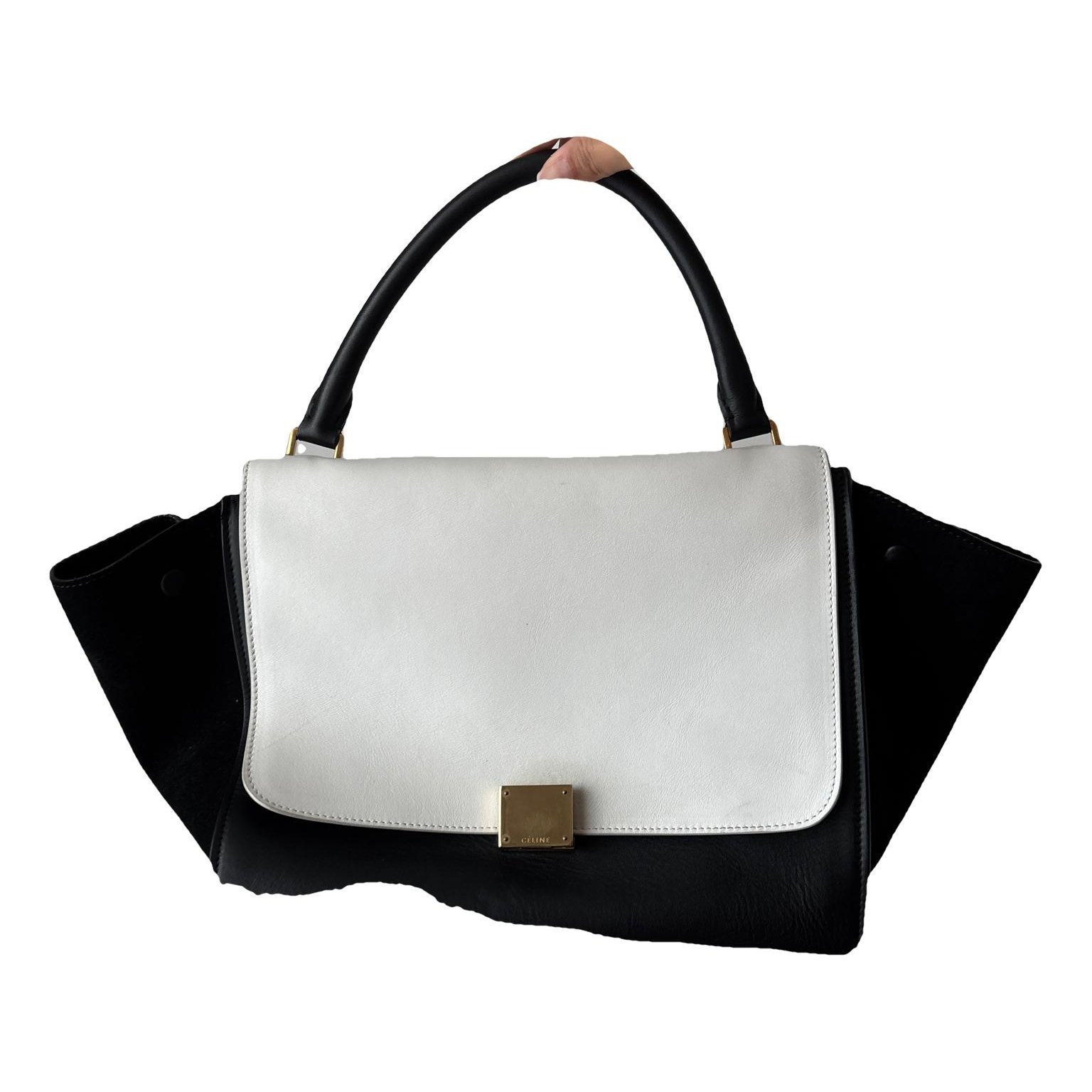 Trapèze leather handbag