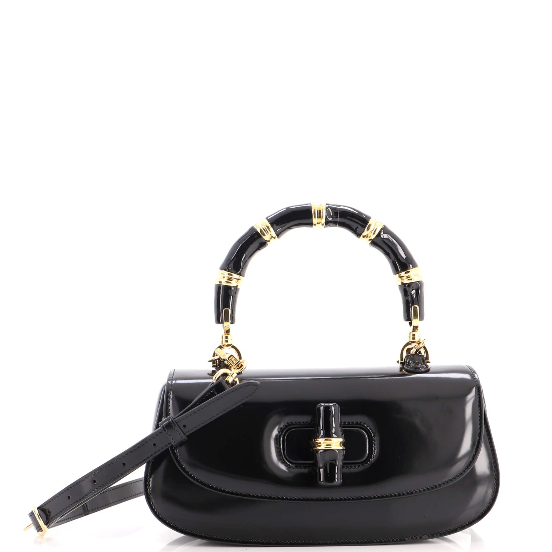 Bamboo Diva Top Handle Bag Polished Leather Medium