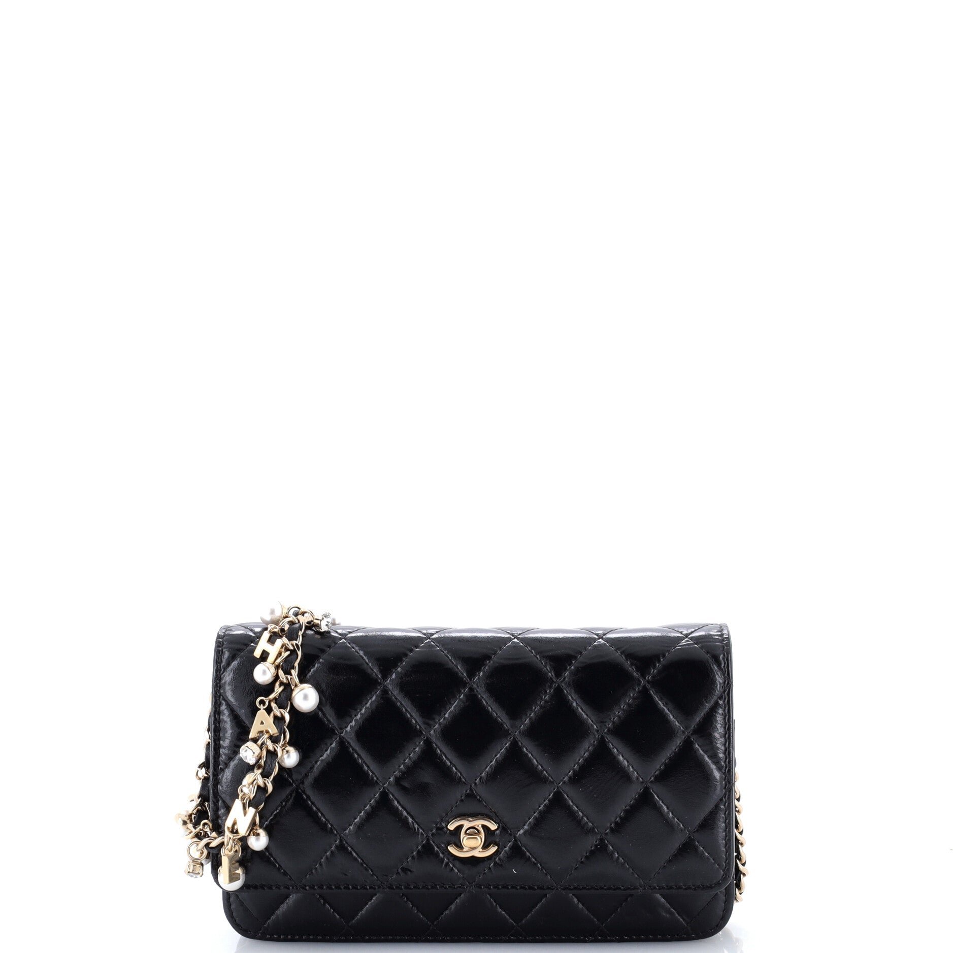 Pearl Charm Wallet on Chain Quilted Glazed Calfskin
